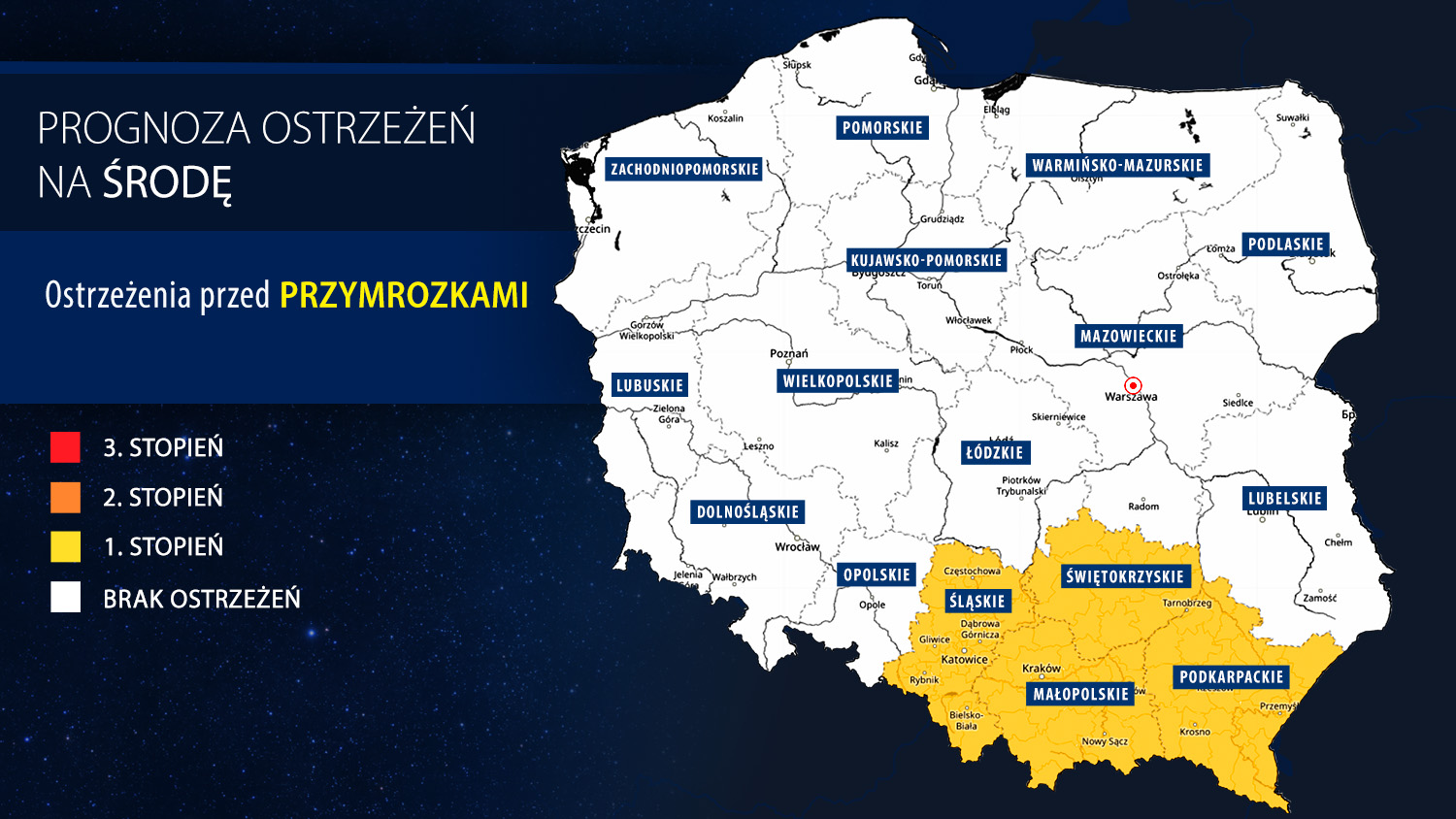 Prognoza zagrożeń IMGW na środę
