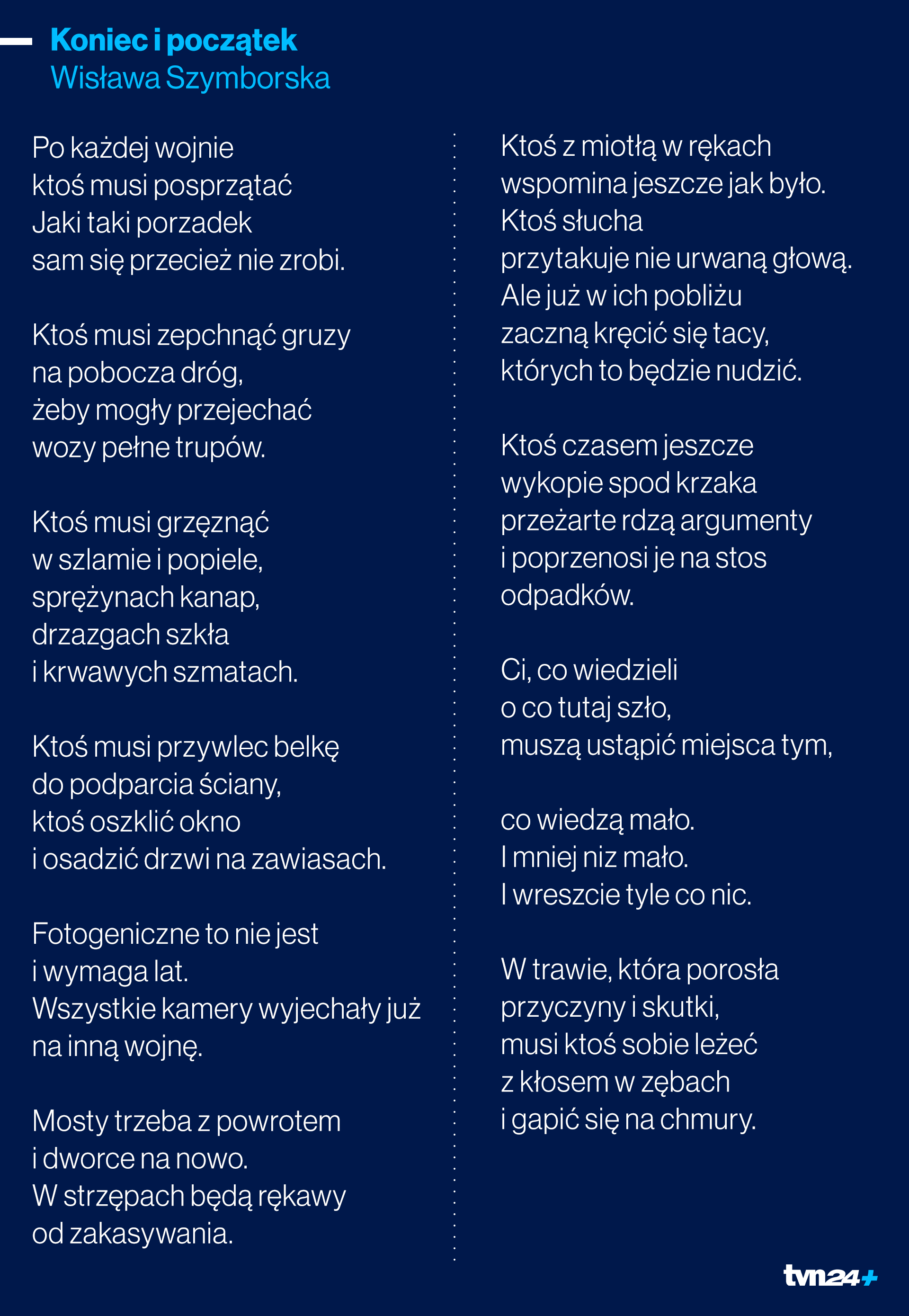 Koniec i początek, Wisława Szymborska
