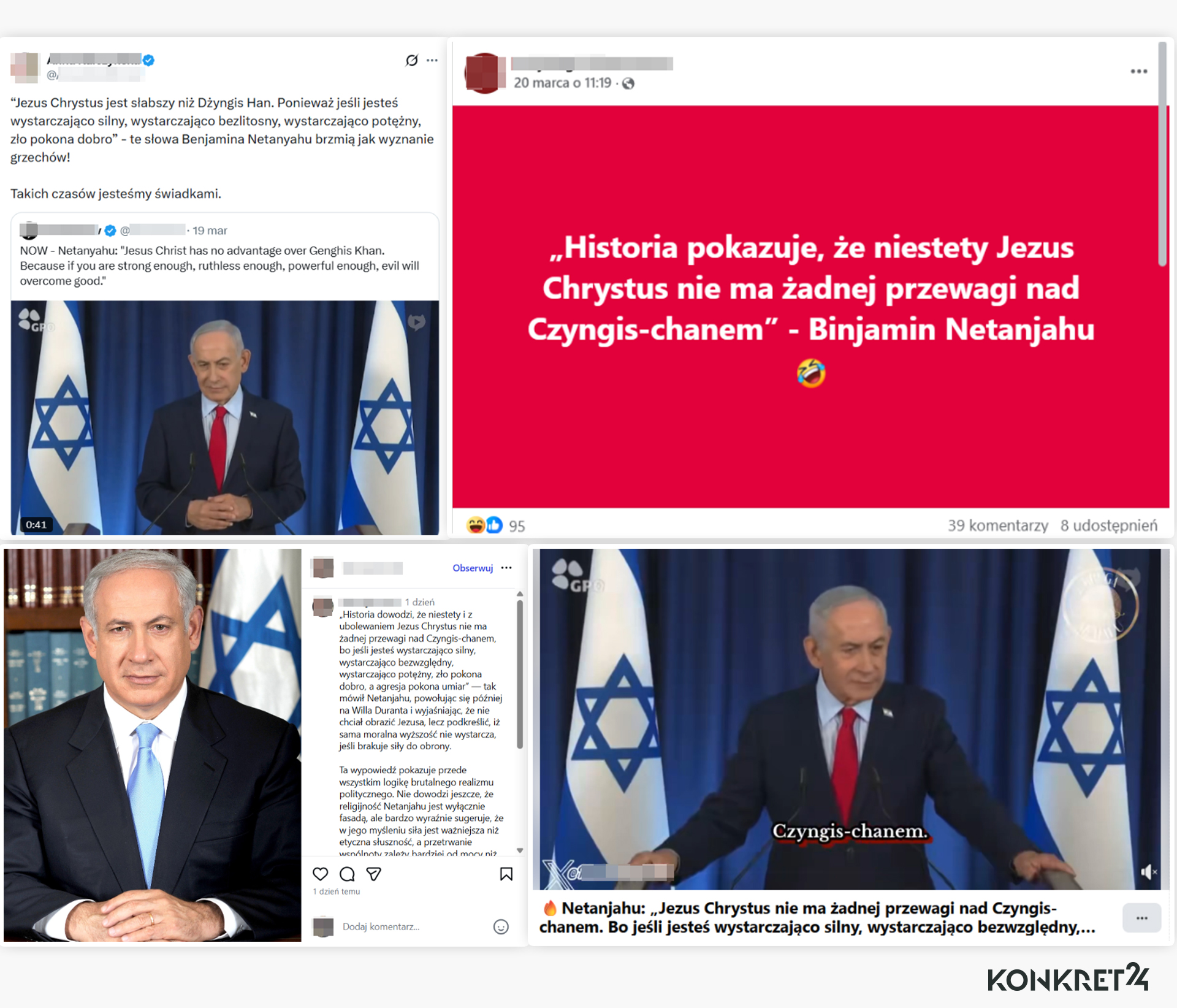 Zmanipulowane nagranie z Netanjahu rozpowszechniano na polskim Facebooku, X, Instagramie  