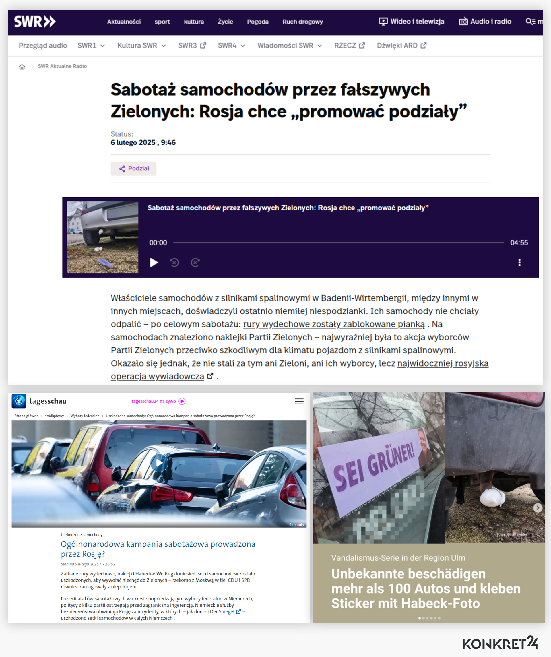 Ponad 270 pojazdów w niemieckich miastach uszkodzono w ramach kremlowskiej operacji pod fałszywą flagą: rury wydechowe zapchano pianką montażową, a jako winnego wskazywano aktywistów klimatycznych