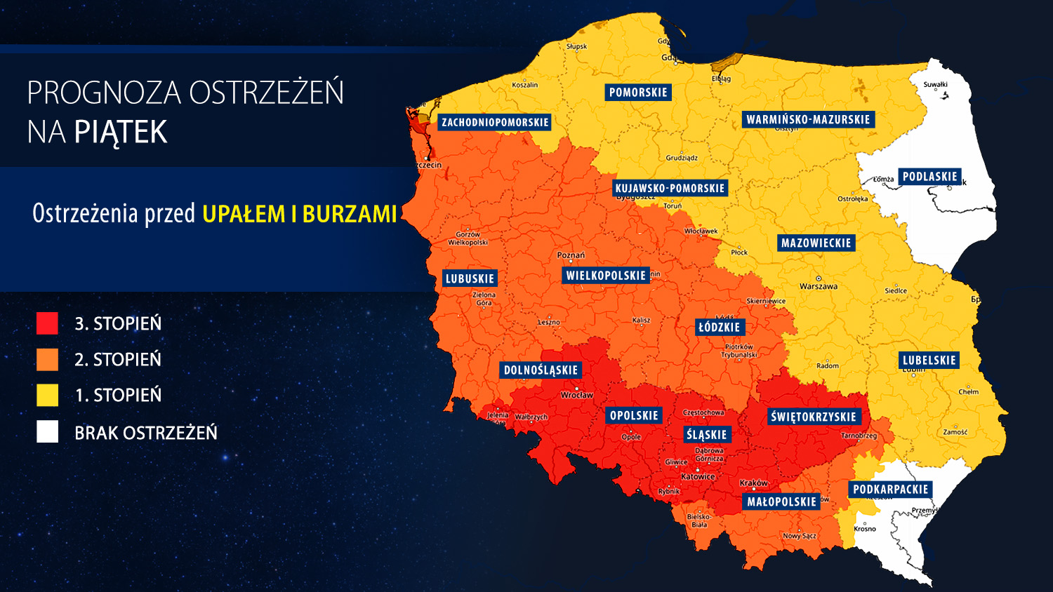 Prognoza ostrzeżeń na piątek