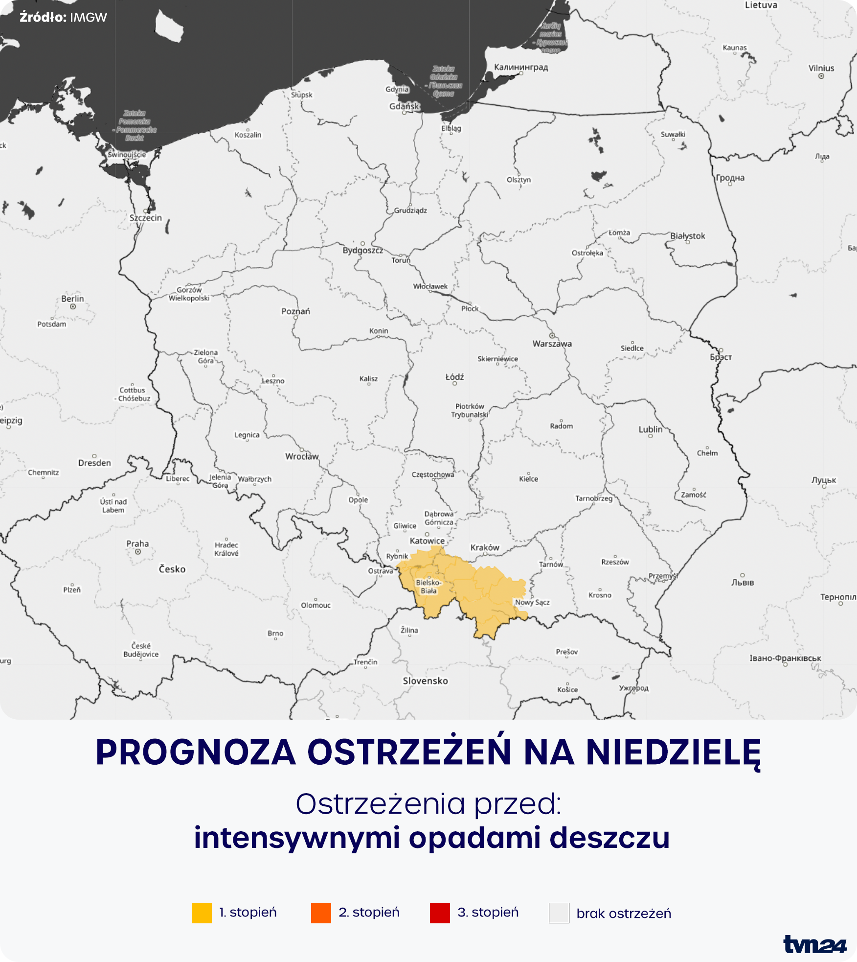 Prognoza zagrożeń meteorologicznych na niedzielę