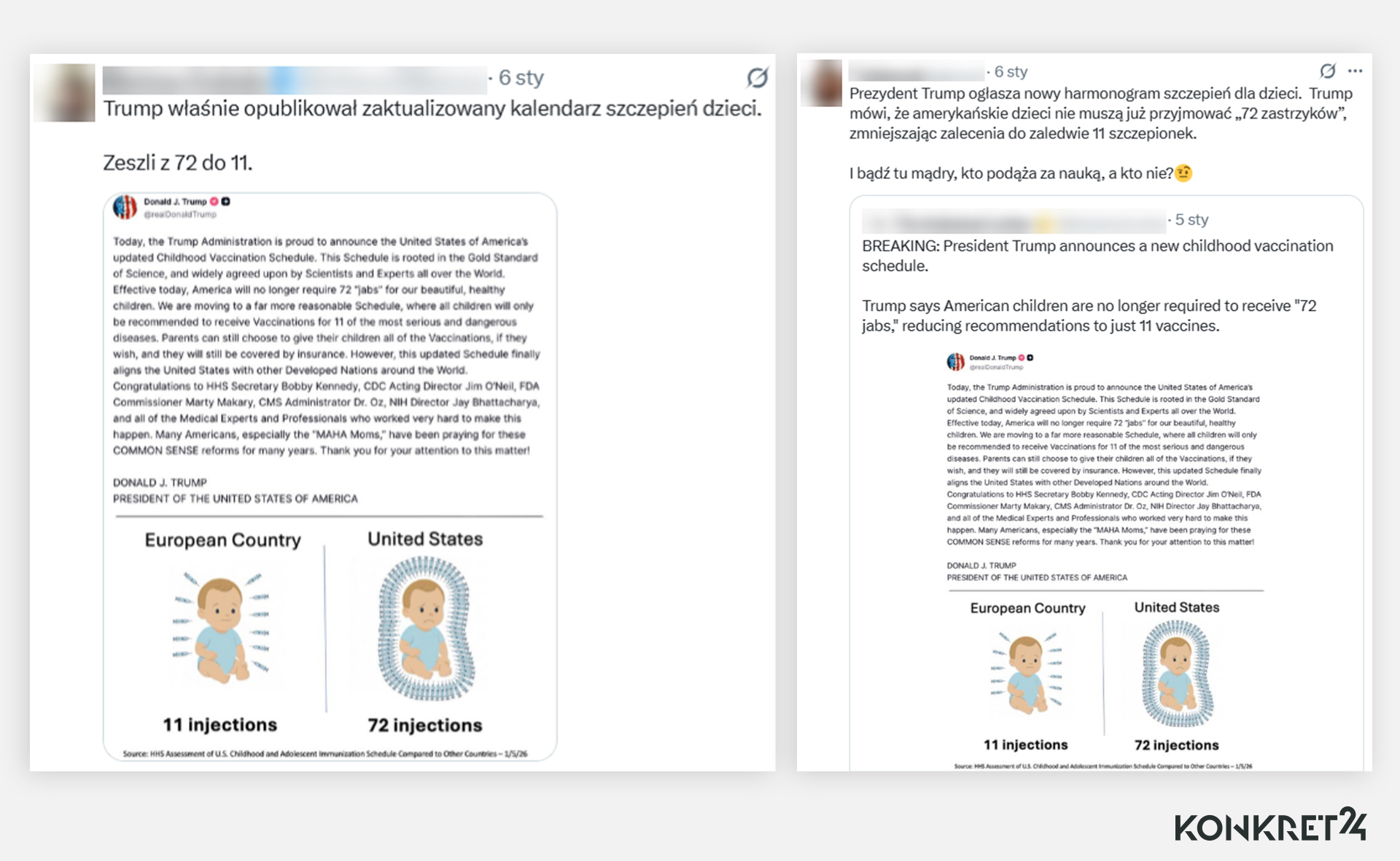 Wpis Donalda Trumpa o zmianie w kalendarzu szczepień dzieci w USA dał powód do dyskusji, jak jest w Polsce