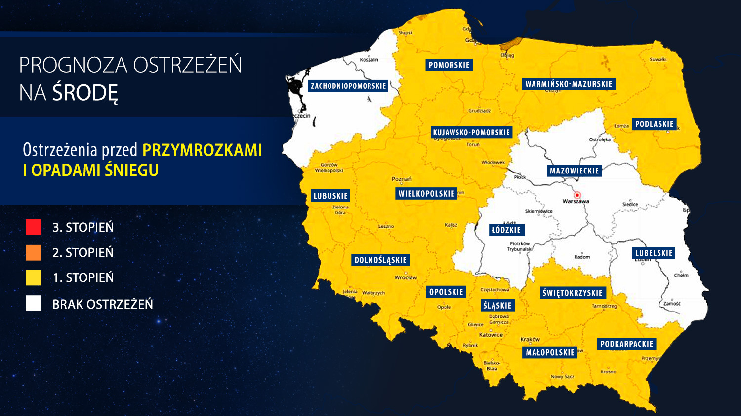 Prognoza zagrożeń IMGW na środę
