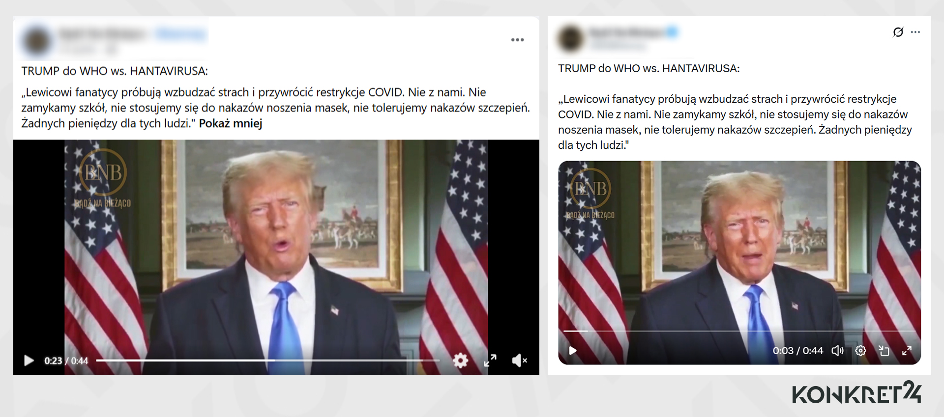 Nagranie ma być dowodem, że Trump sprzeciwił się "przywracaniu restrykcji COVID"