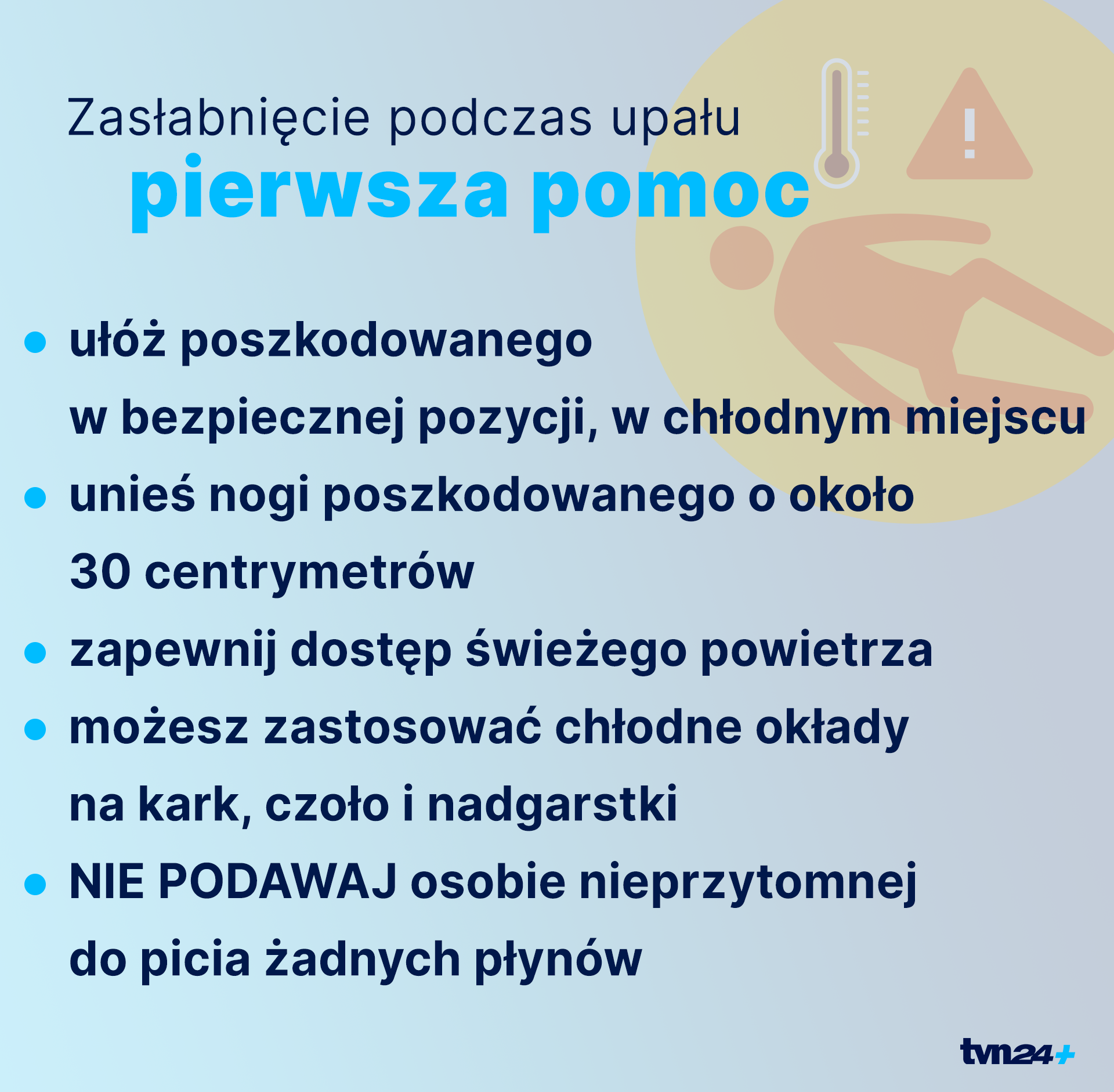 Zasłabnięcie podczas upału - pierwsza pomoc