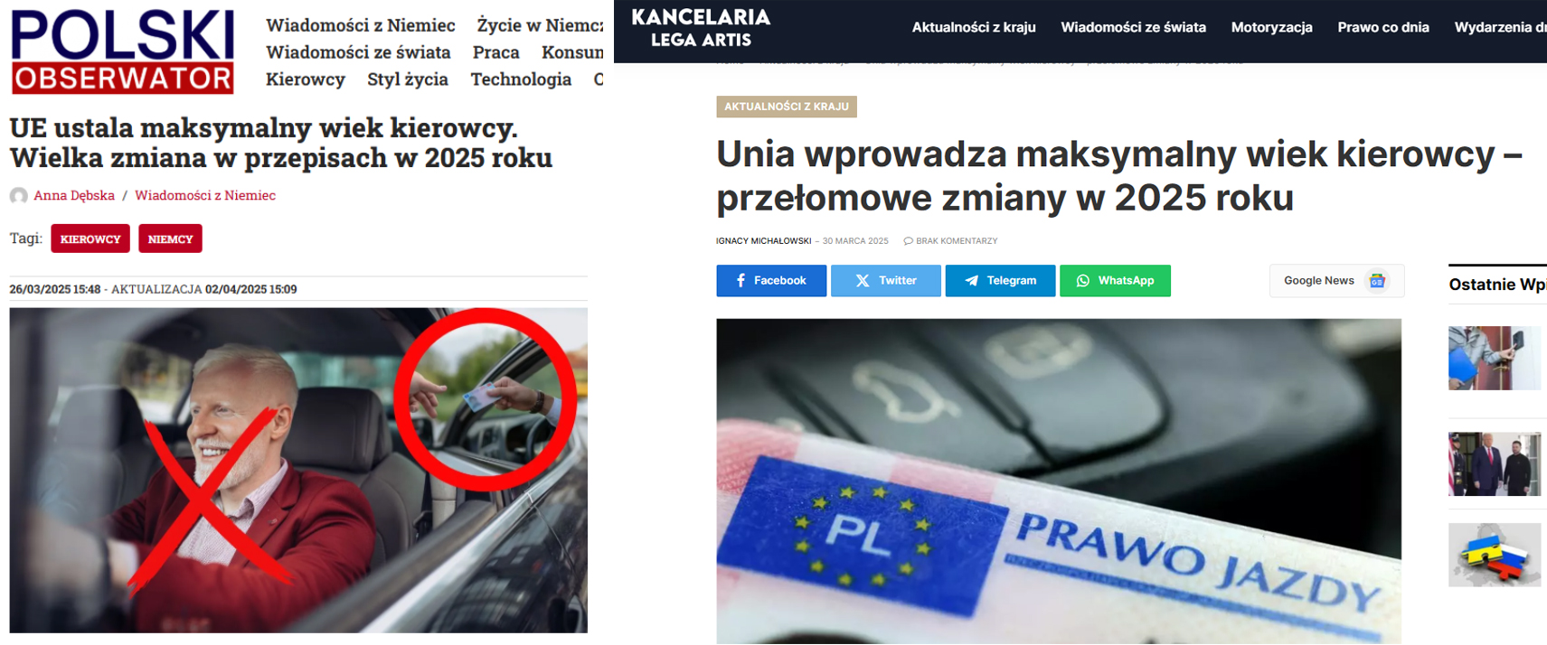 Wprowadzające w błąd teksty pojawiły się w niektórych serwisach