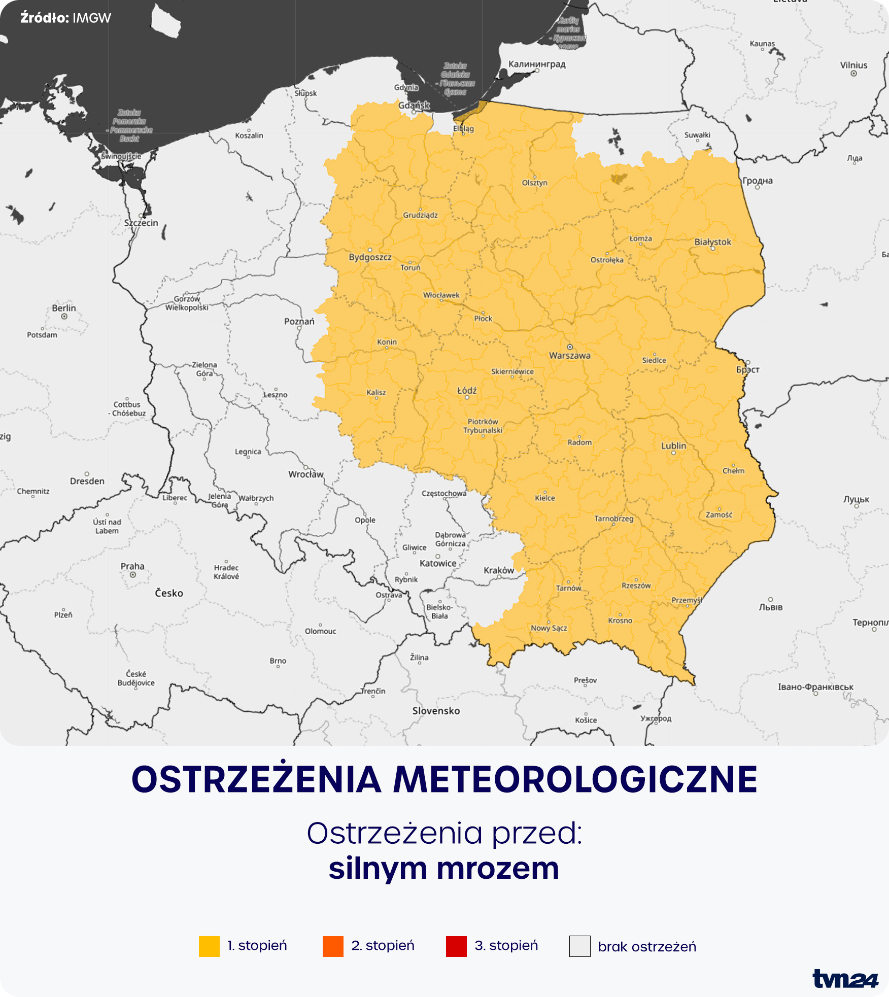 Ostrzeżenia IMGW przed silnym mrozem