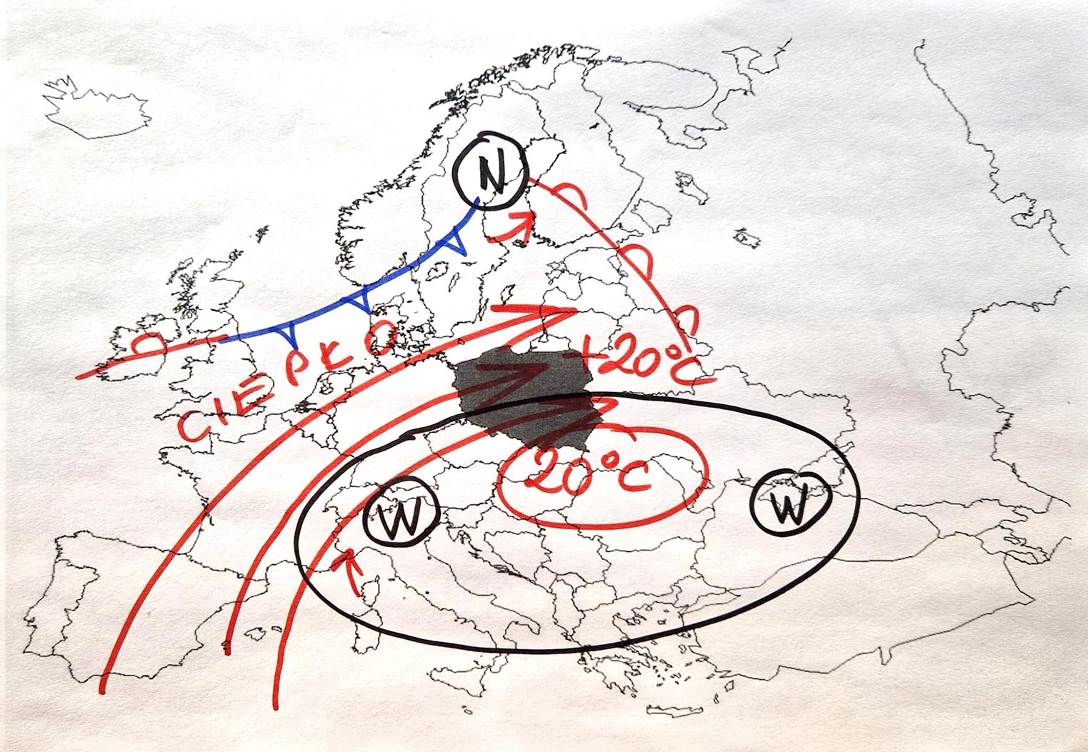 Sytuacja baryczna nad Europą