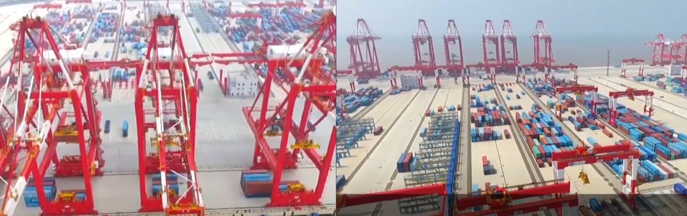 Terminal Yangshan w Szanghaju otwarty w 2018 roku. Jego architektura jest odmienna od tej, którą widać na krążącym w sieci nagraniu 