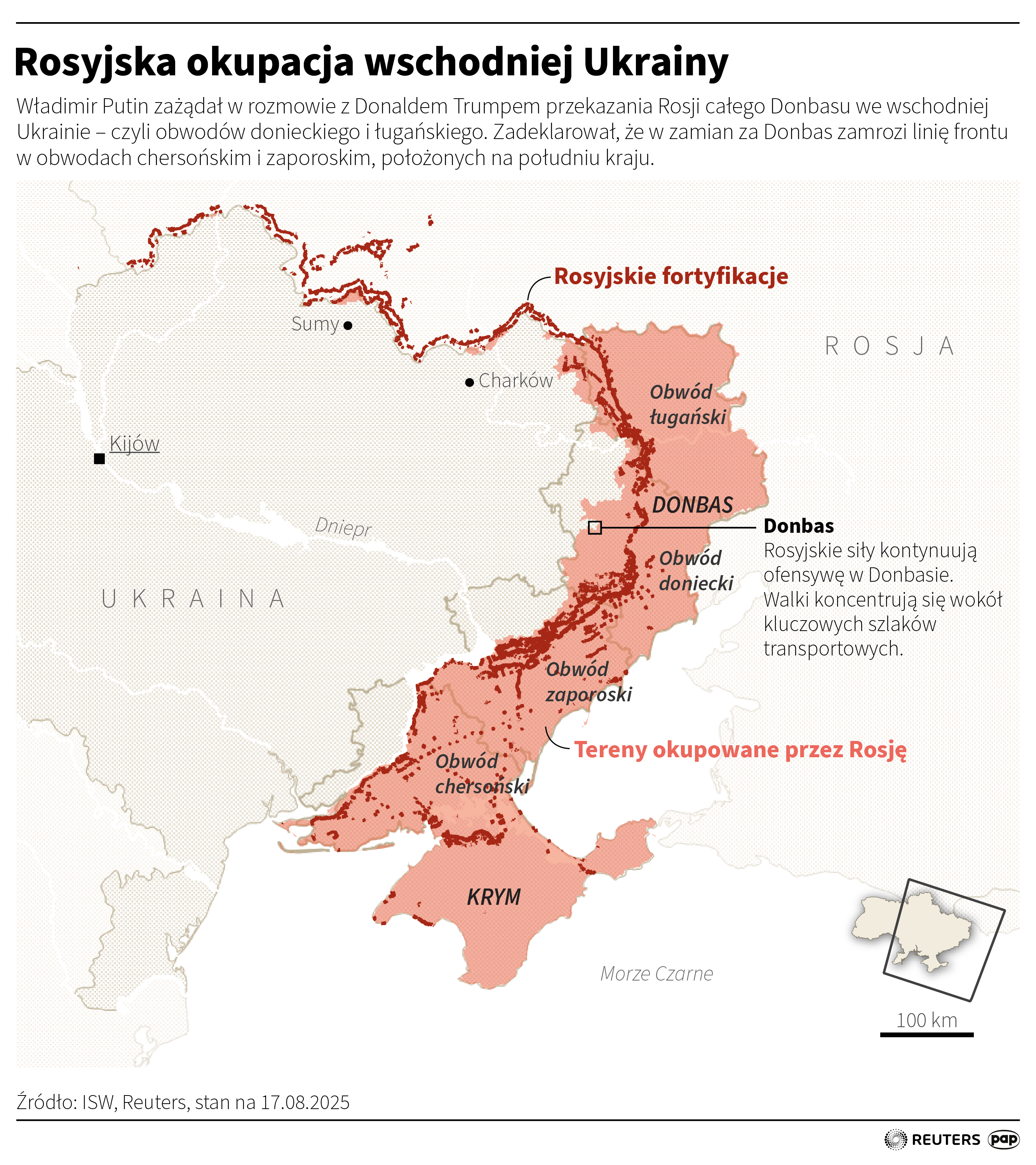 Rosyjskie fortyfikacje we wschodniej Ukrainie