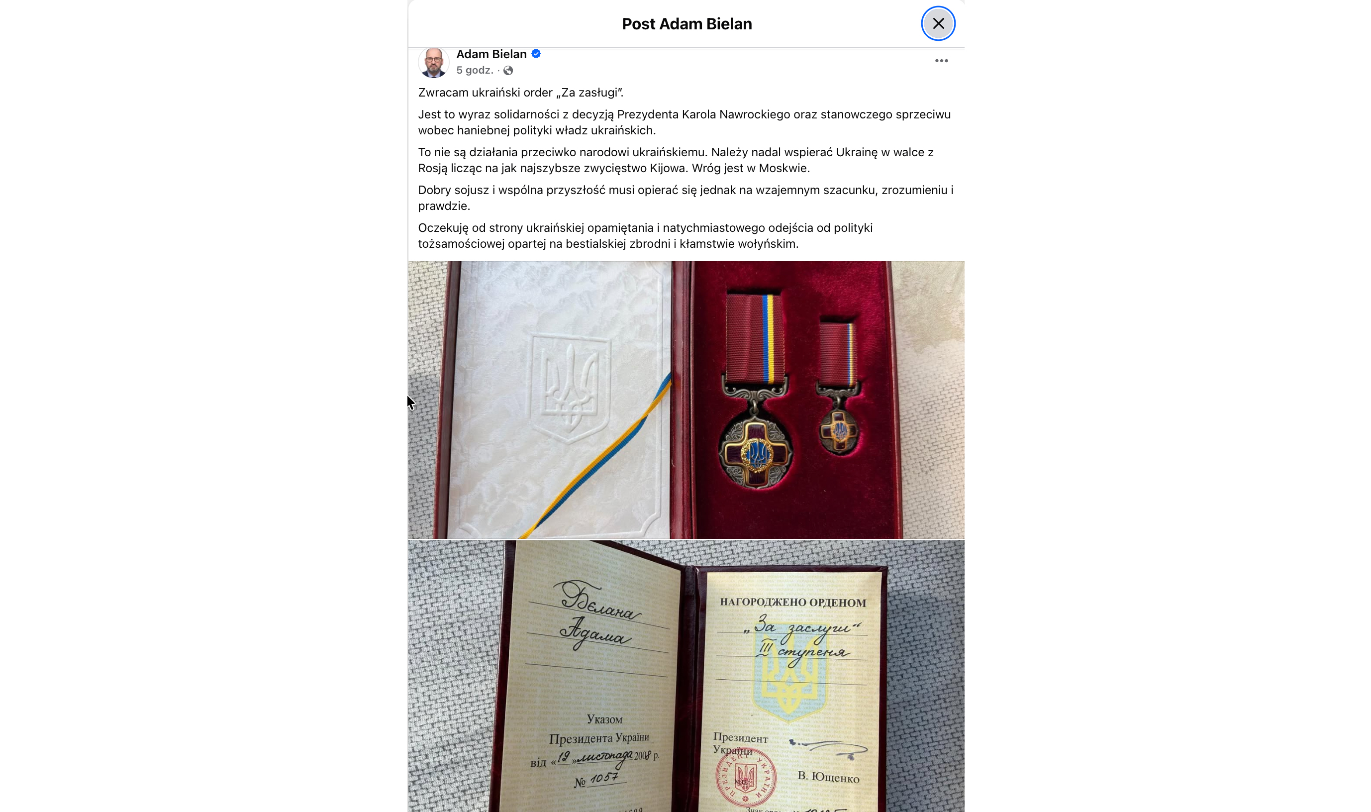 Wpis Adama Bielana