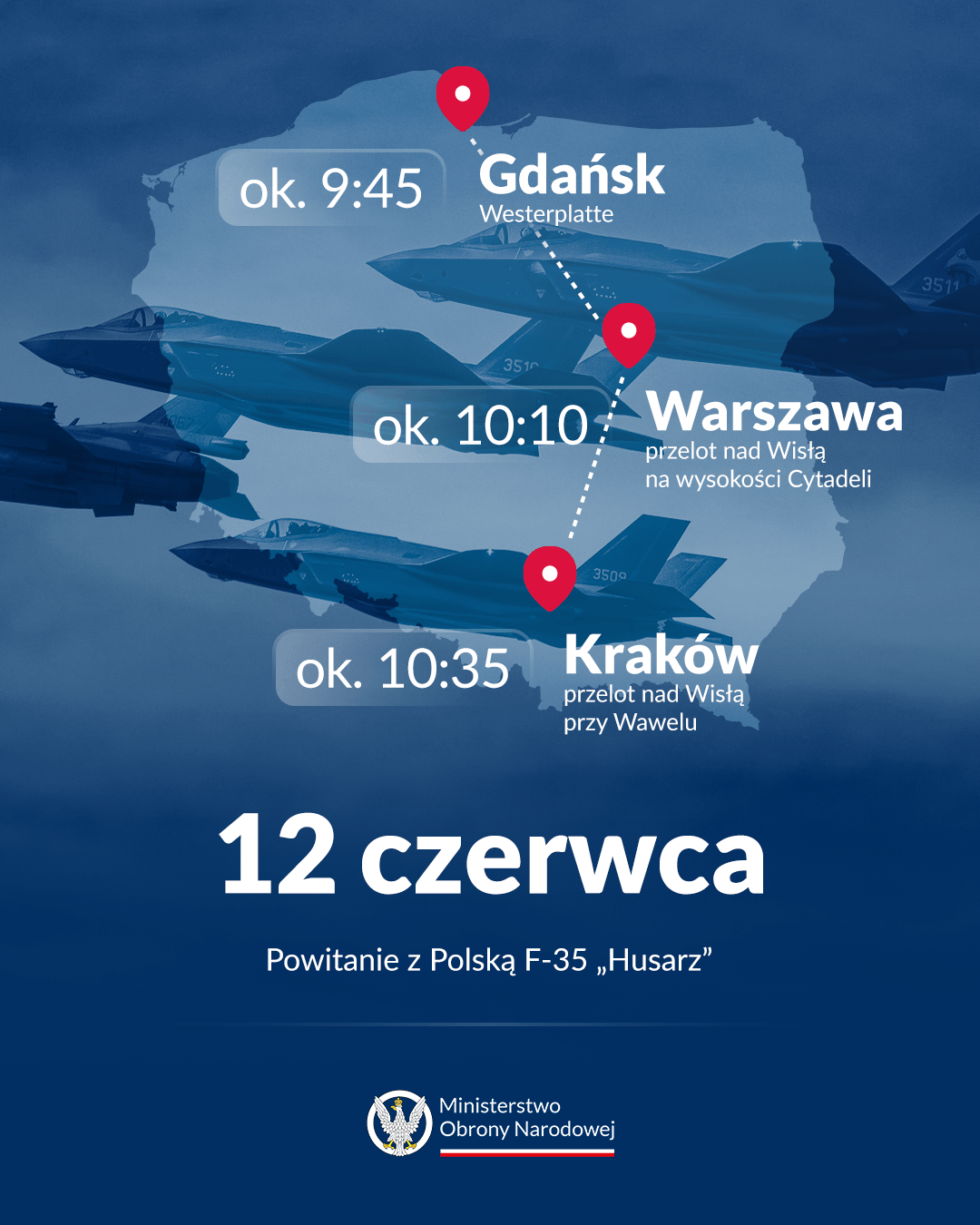 Przelot F-35 nad Polską 12 czerwca 2026 roku