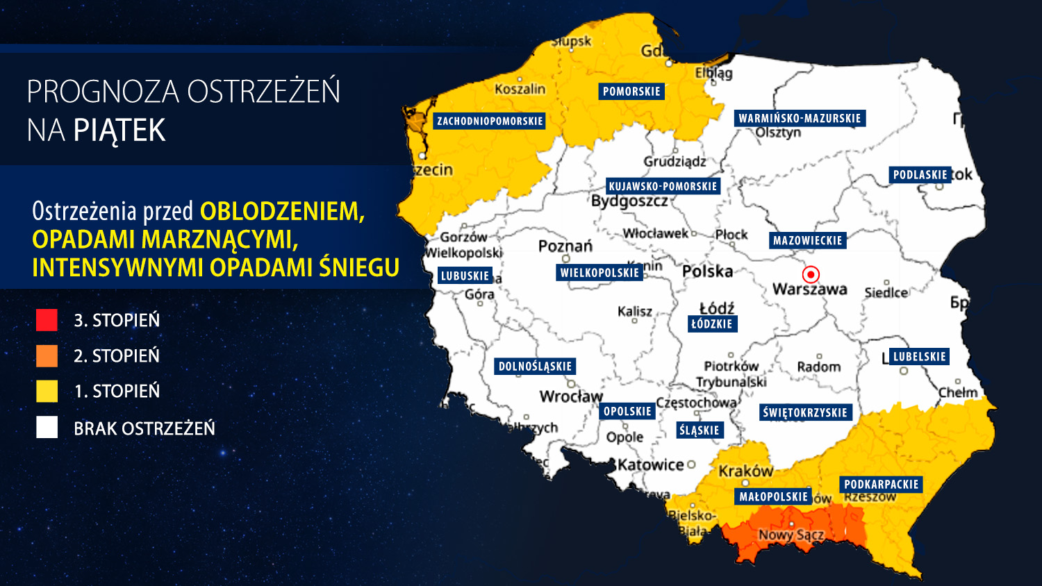 Prognoza zagrożeń IMGW na piątek