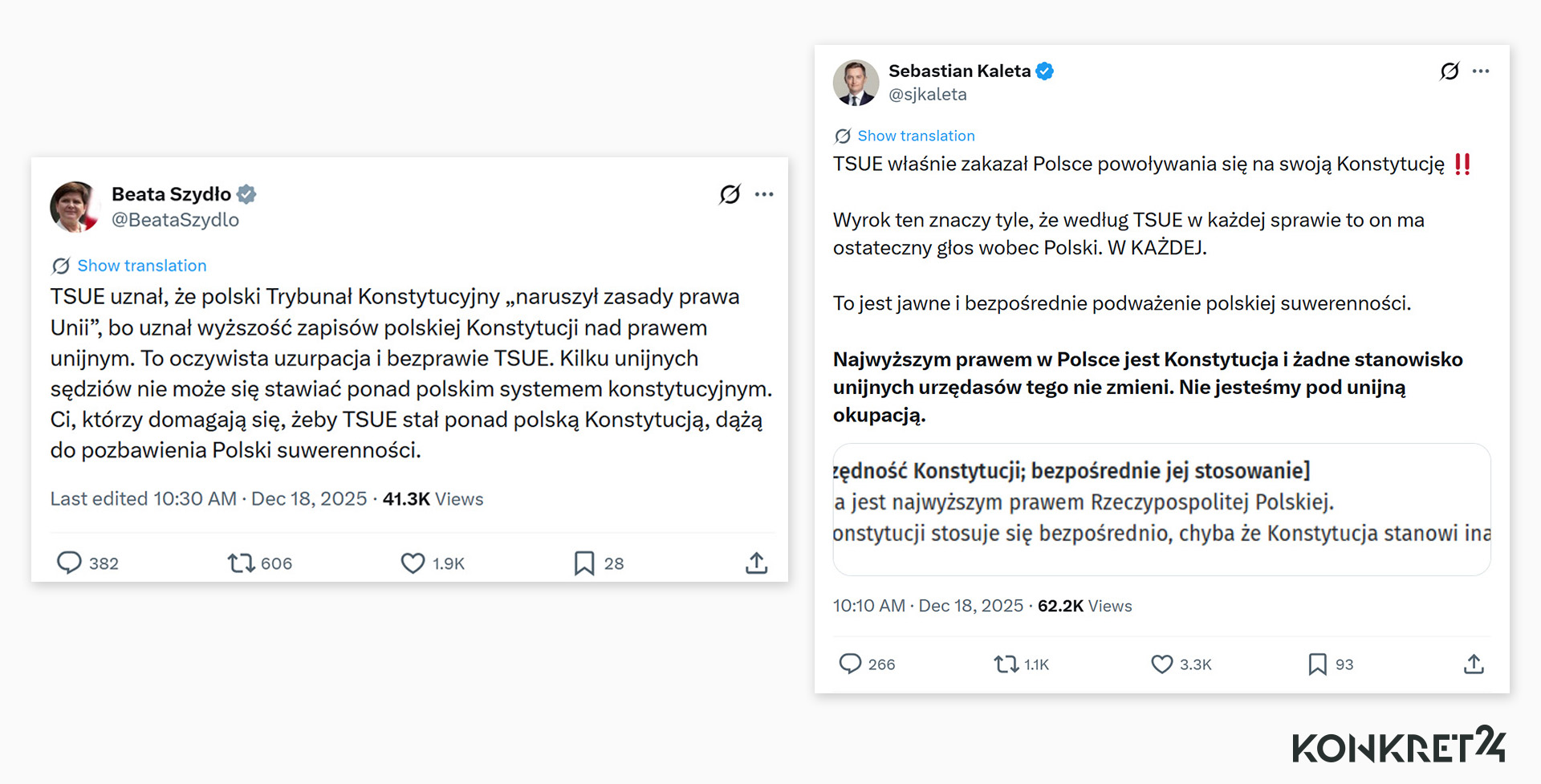 Fałszywa interpretacja wyroku TSUE przez polityków PiS