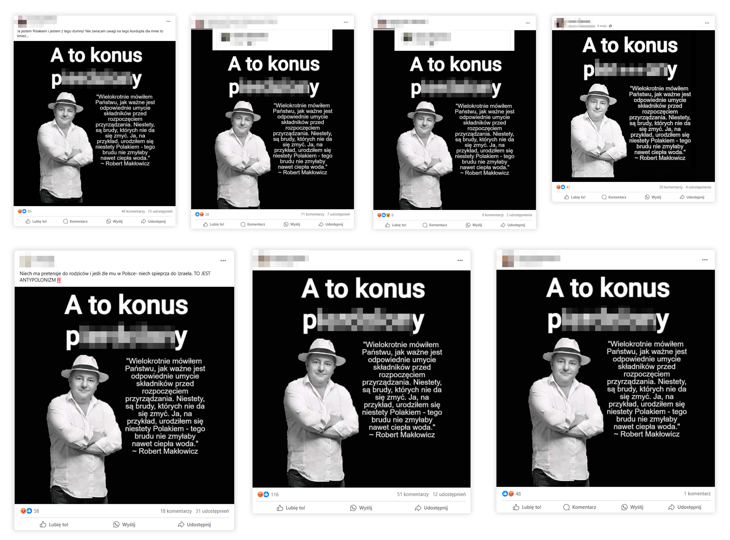 Wpisy z nieprawdziwym cytatem Roberta Makłowicza zamieszczane na Facebooku w czerwcu 2024 roku