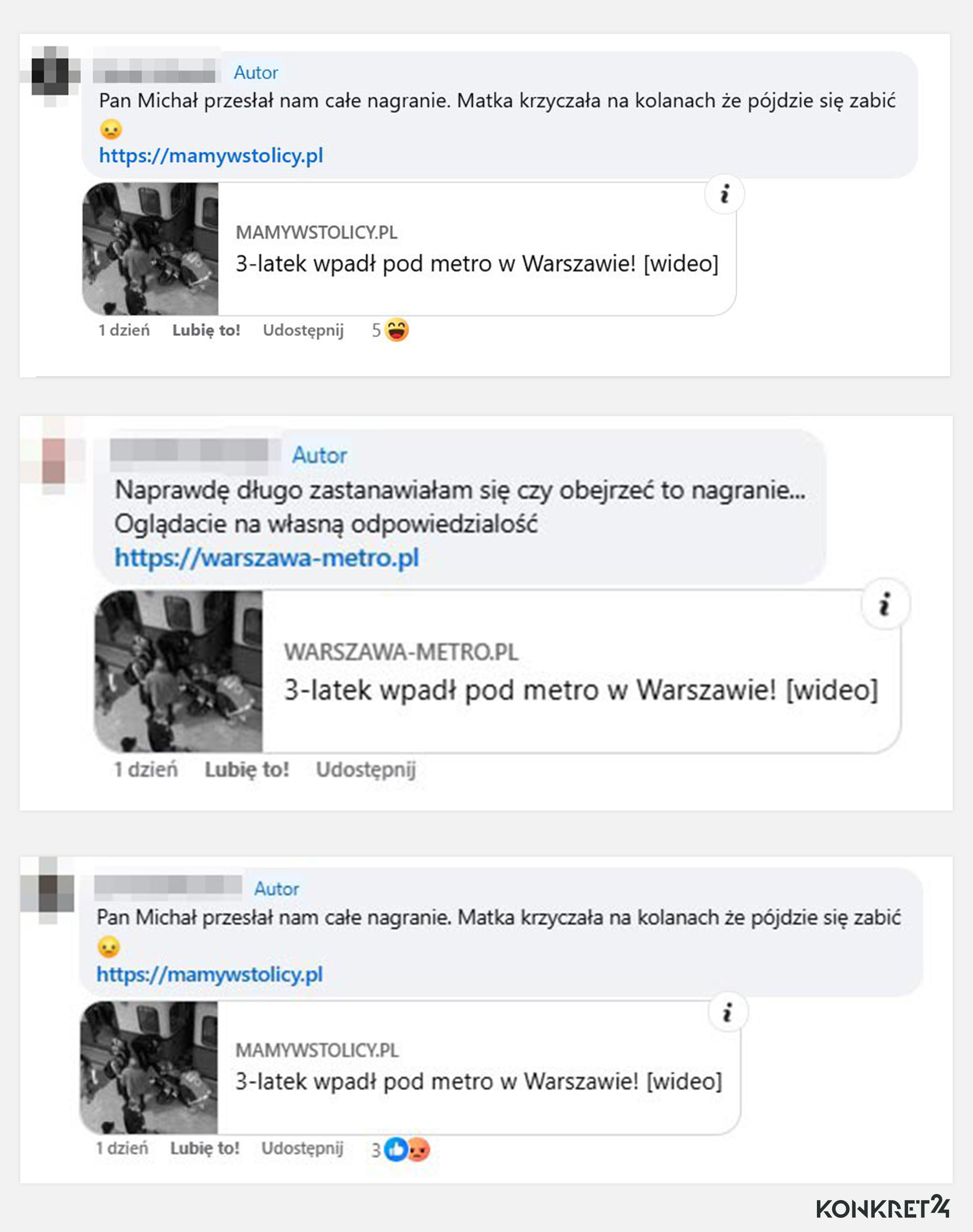 Komentarze autorek posta mają zachęcić do obejrzenia rzekomego nagrania z zajścia