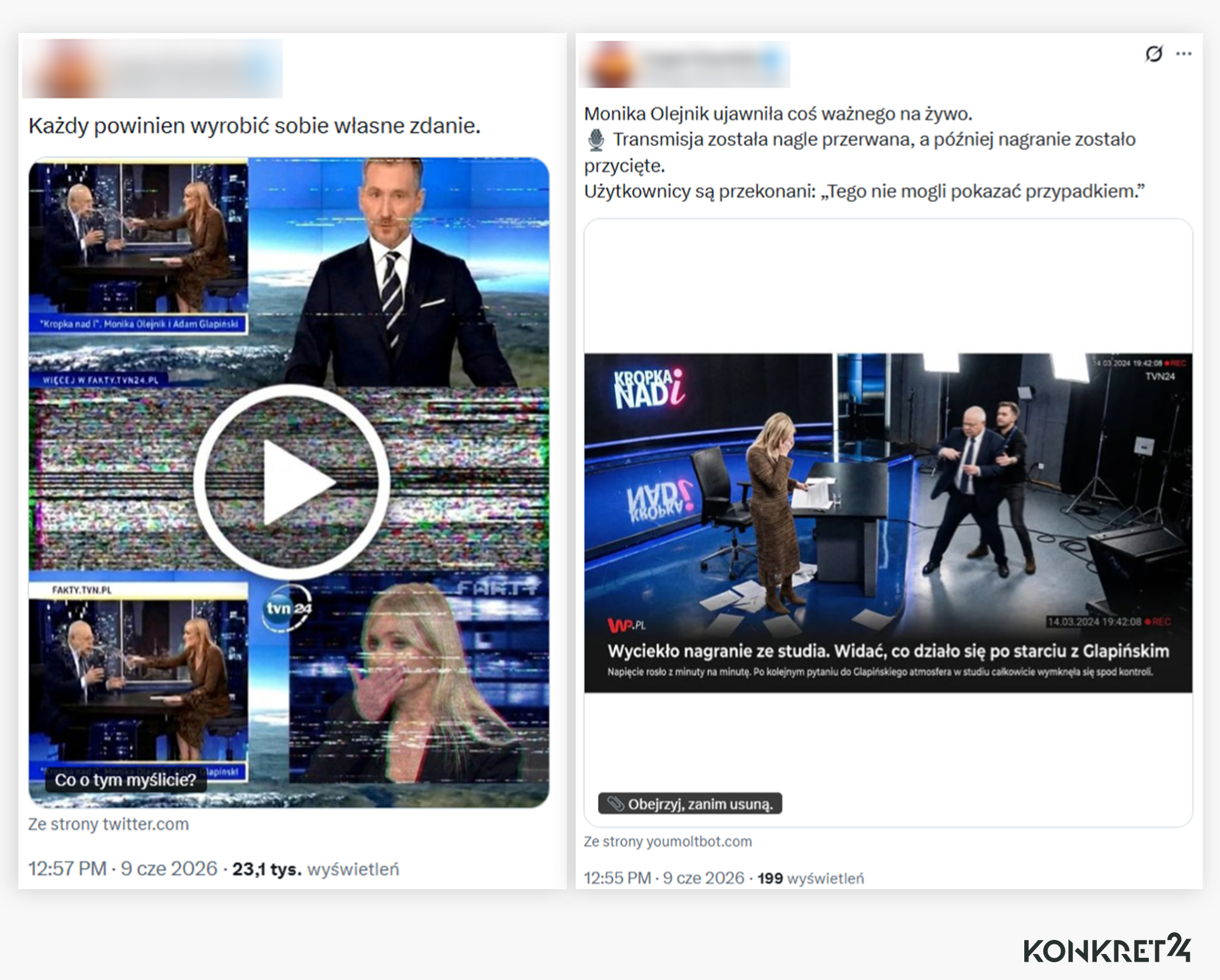 Fałszywki wykorzystujące popularność programów TVN24
