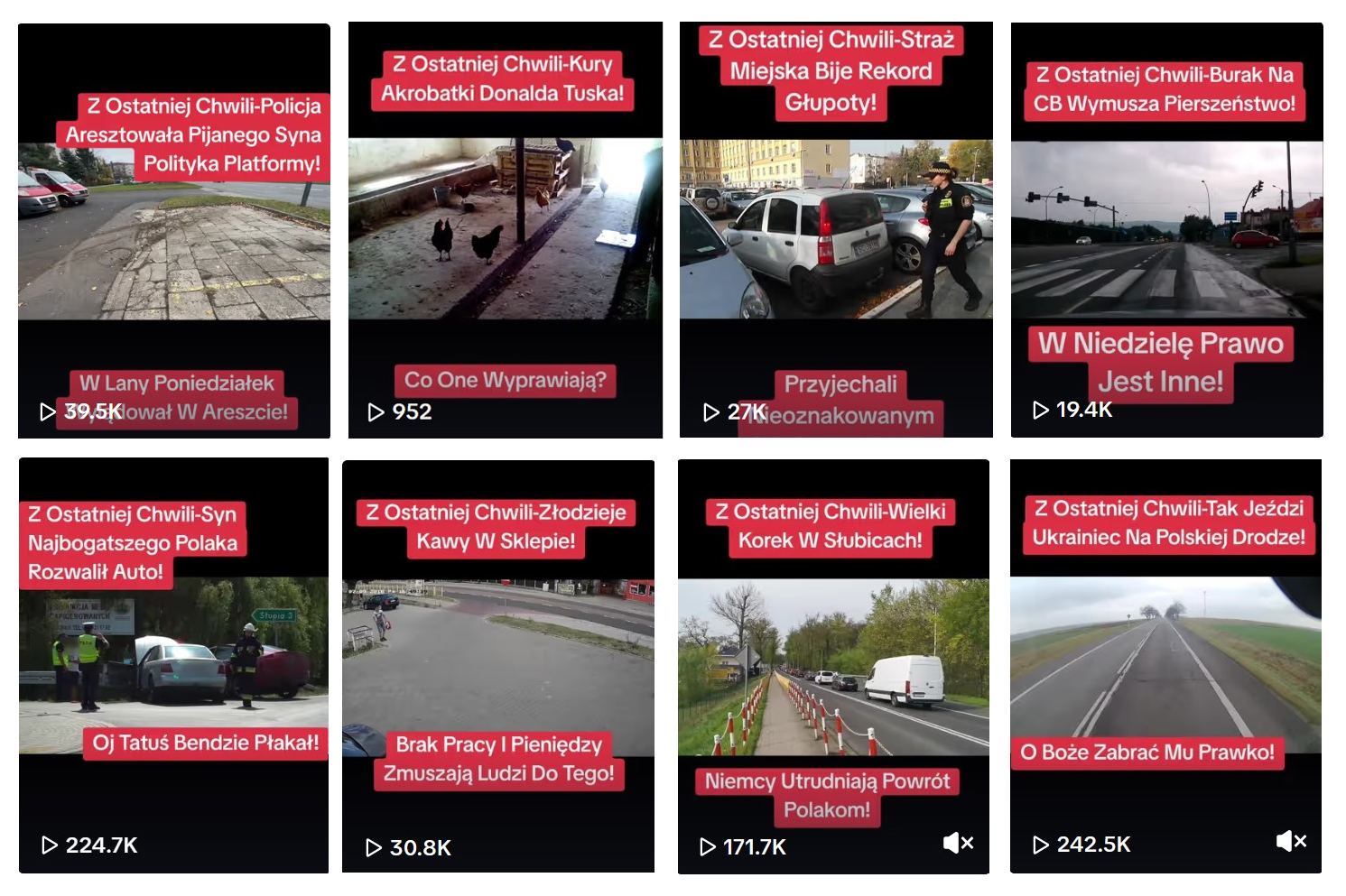 Na koncie autora wideo wiele nagrań jest stworzona w tym samym stylu i dotyczy zdarzeń drogowych