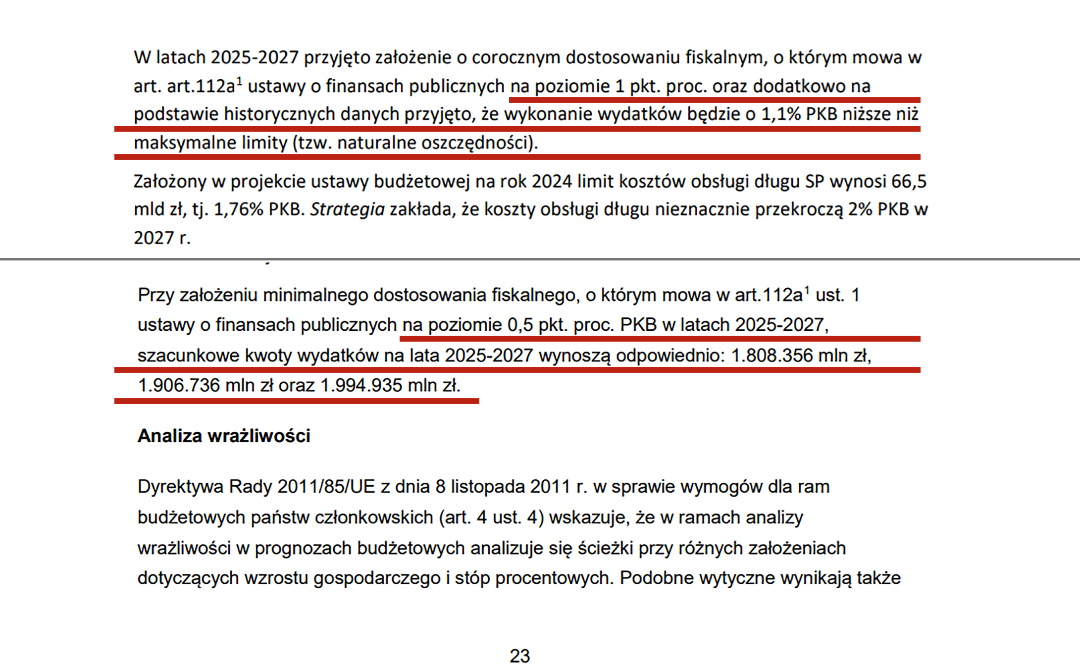 Porównanie zapisu w strategii zarządzania długiem oraz projektem ustawy budżetowej