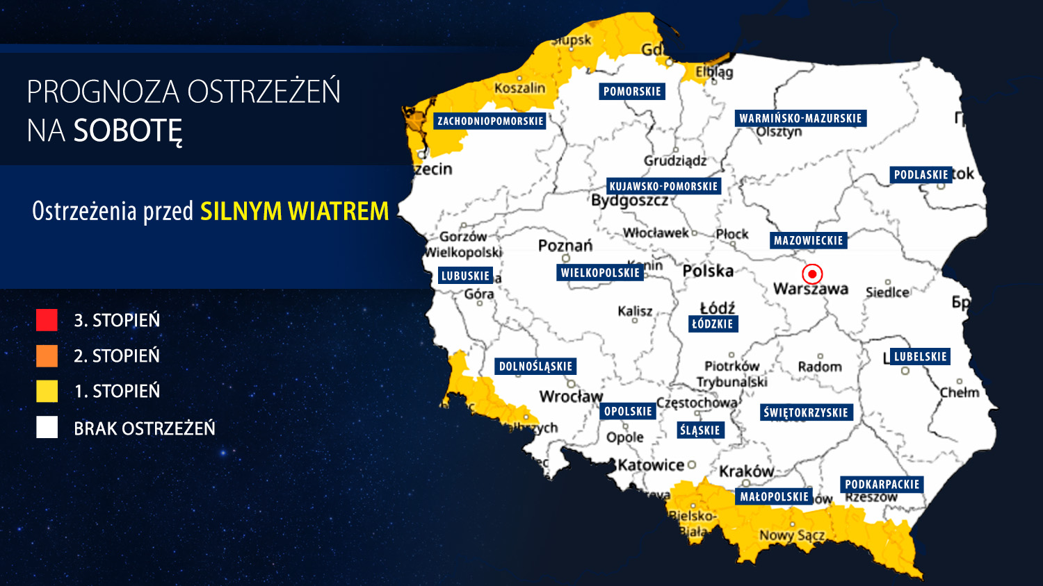 Prognoza zagrożeń IMGW na sobotę