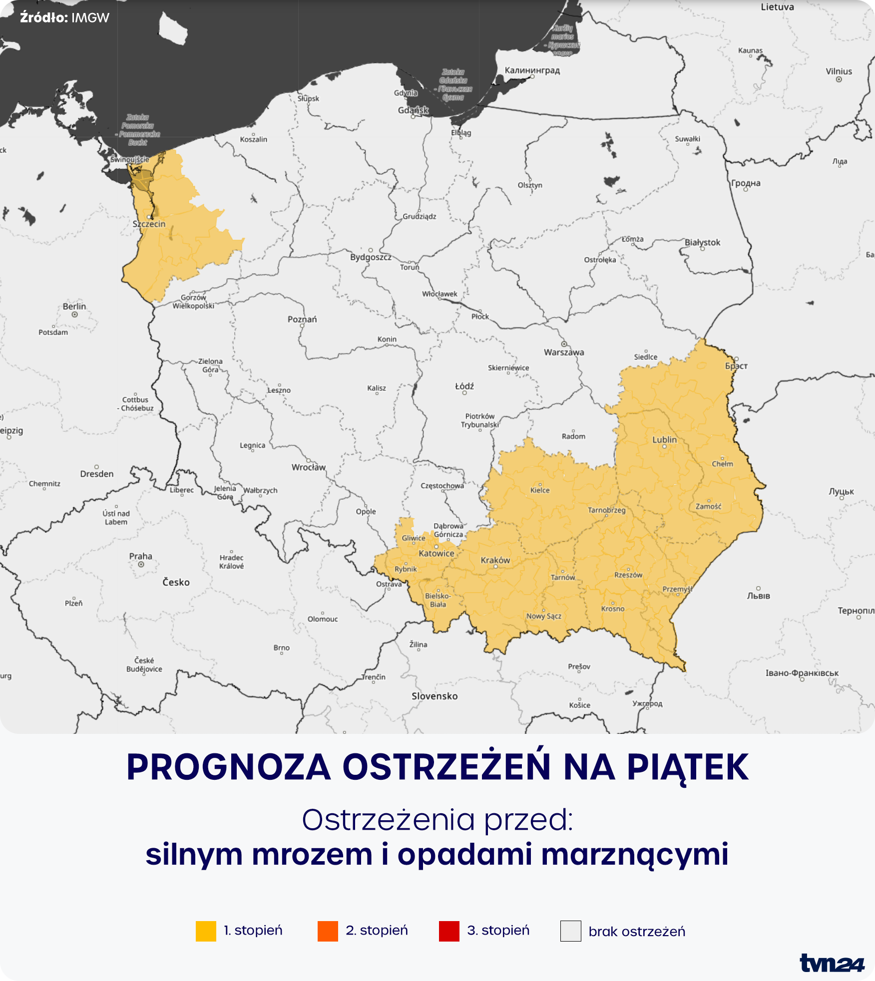 Prognoza zagrożeń IMGW na piątek