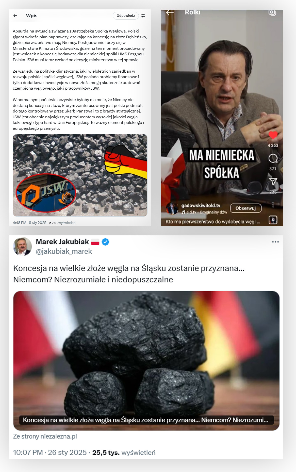 Wprowadzające w błąd posty na temat złoża Dębieńsko, JSW i niemieckiej spółki