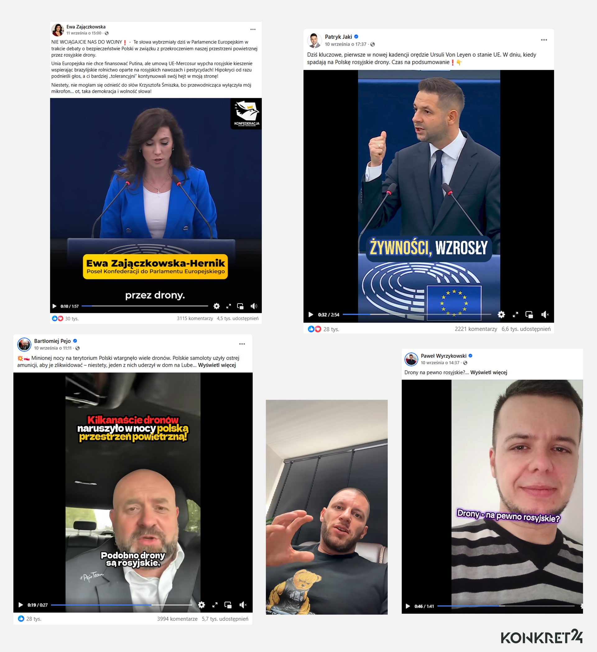 Pięć najskuteczniejszych kont na Facebooku z komunikacją na temat dronów między 7 a 14 września 2025 