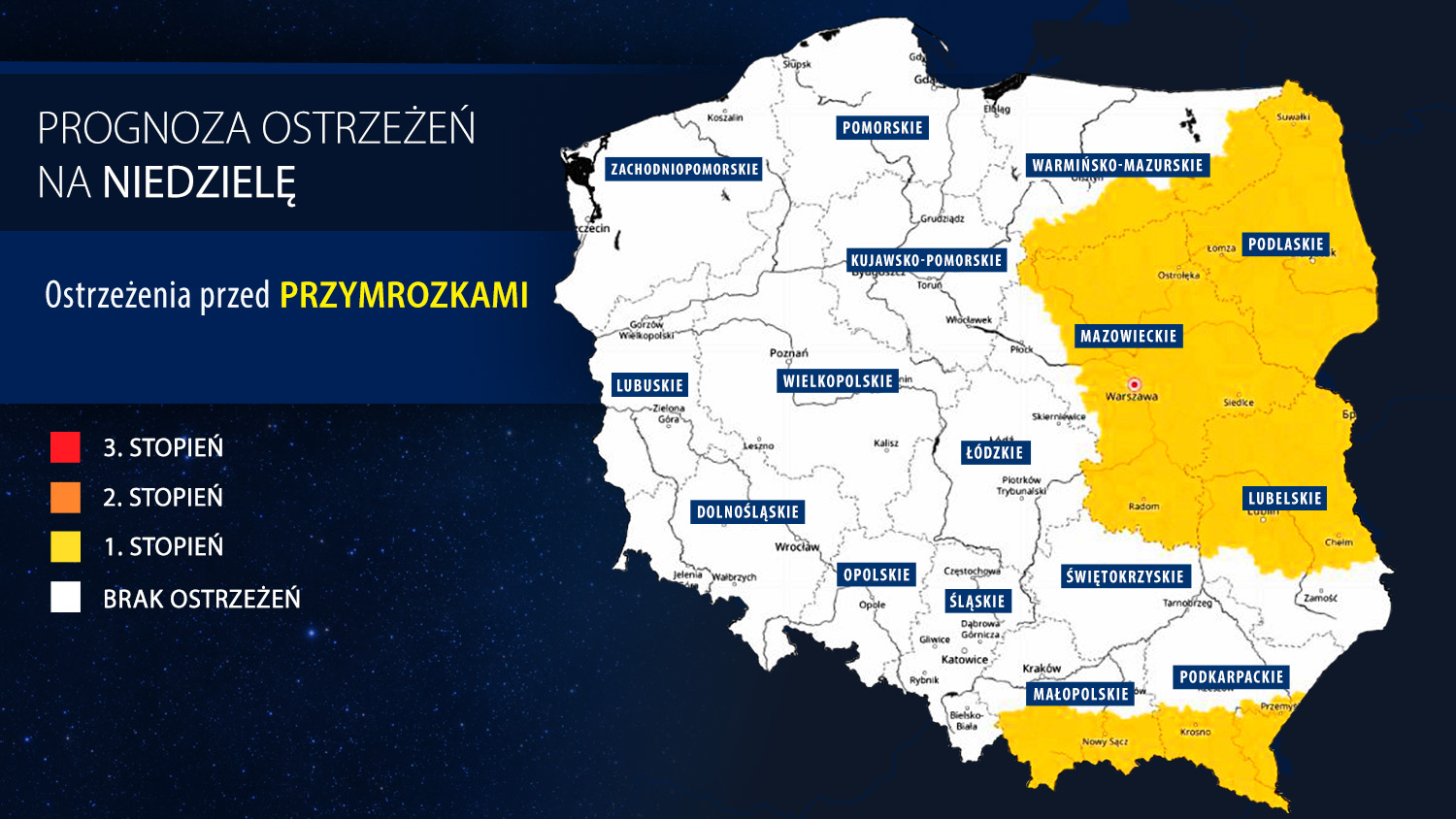 Prognoza zagrożeń IMGW na niedzielę