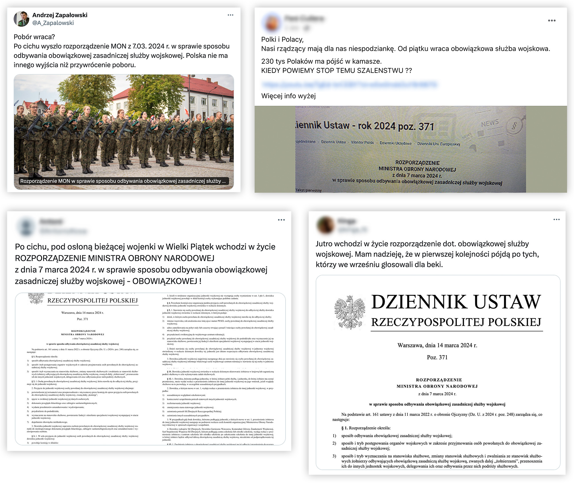 Wpisy z błędnymi informacjami o rozporządzeniu MON