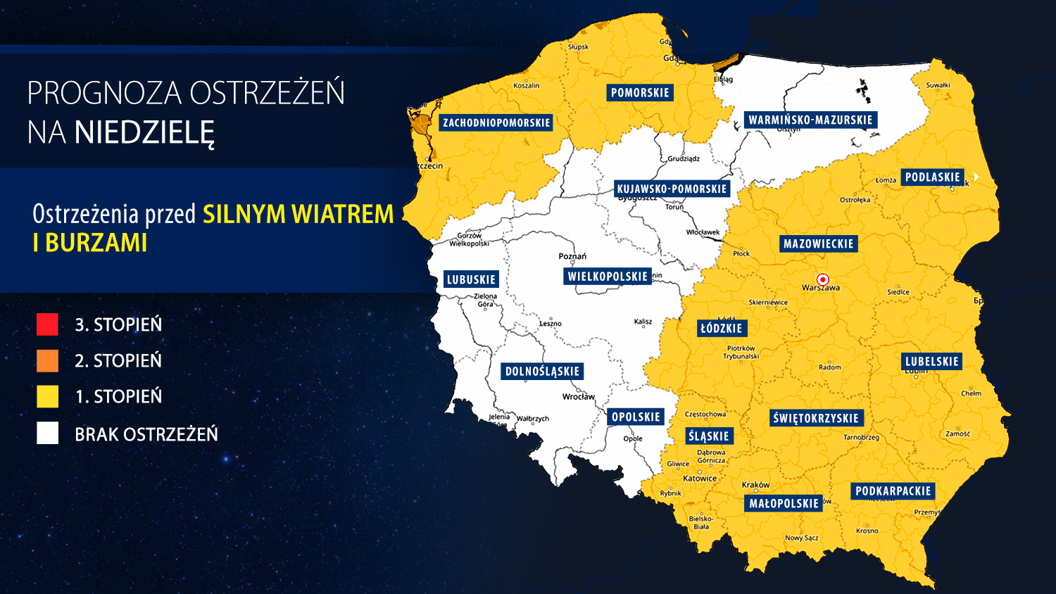 Prognoza zagrożeń na niedzielę