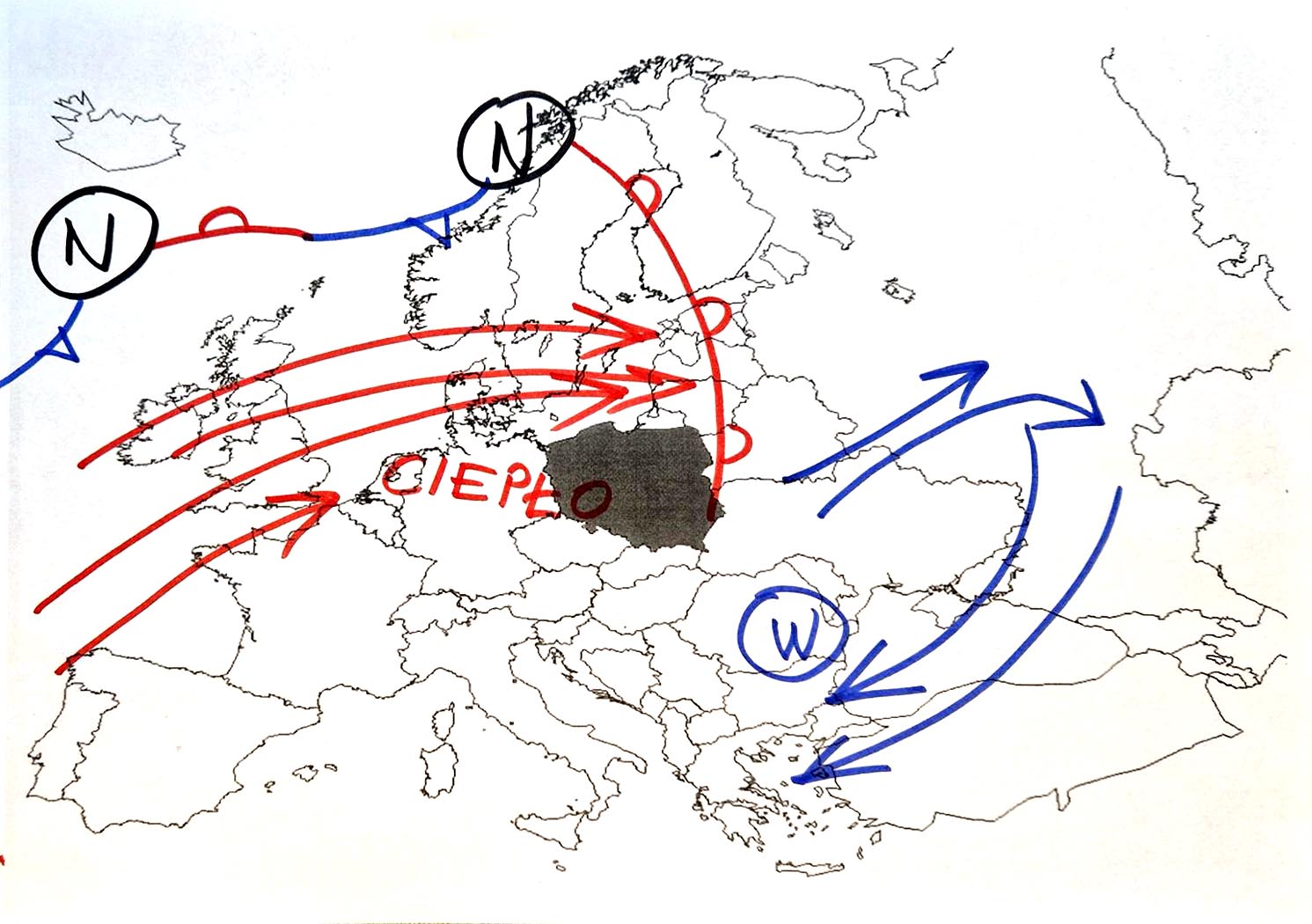 Sytuacja baryczna nad Europą