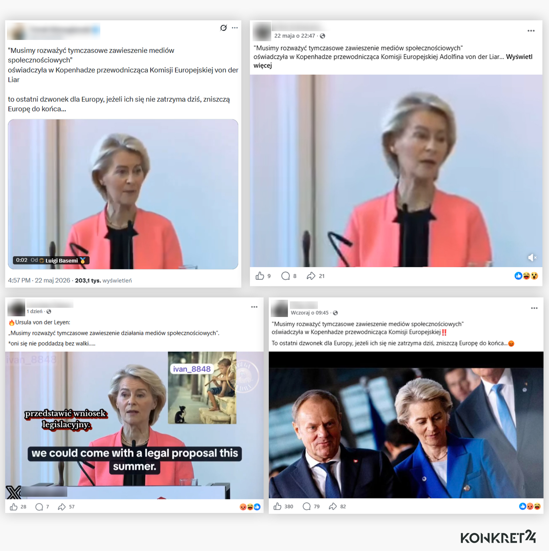 Setki tysięcy wyświetleń generuje przekaz o rzekomej propozycji przewodniczącej KE  