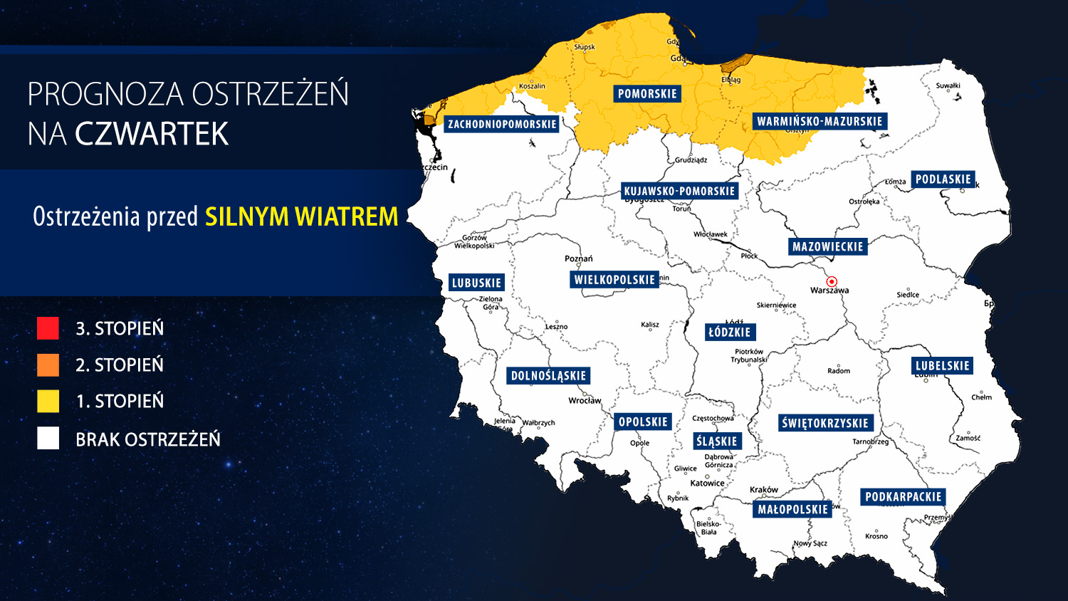 Prognoza zagrożeń IMGW na czwartek 