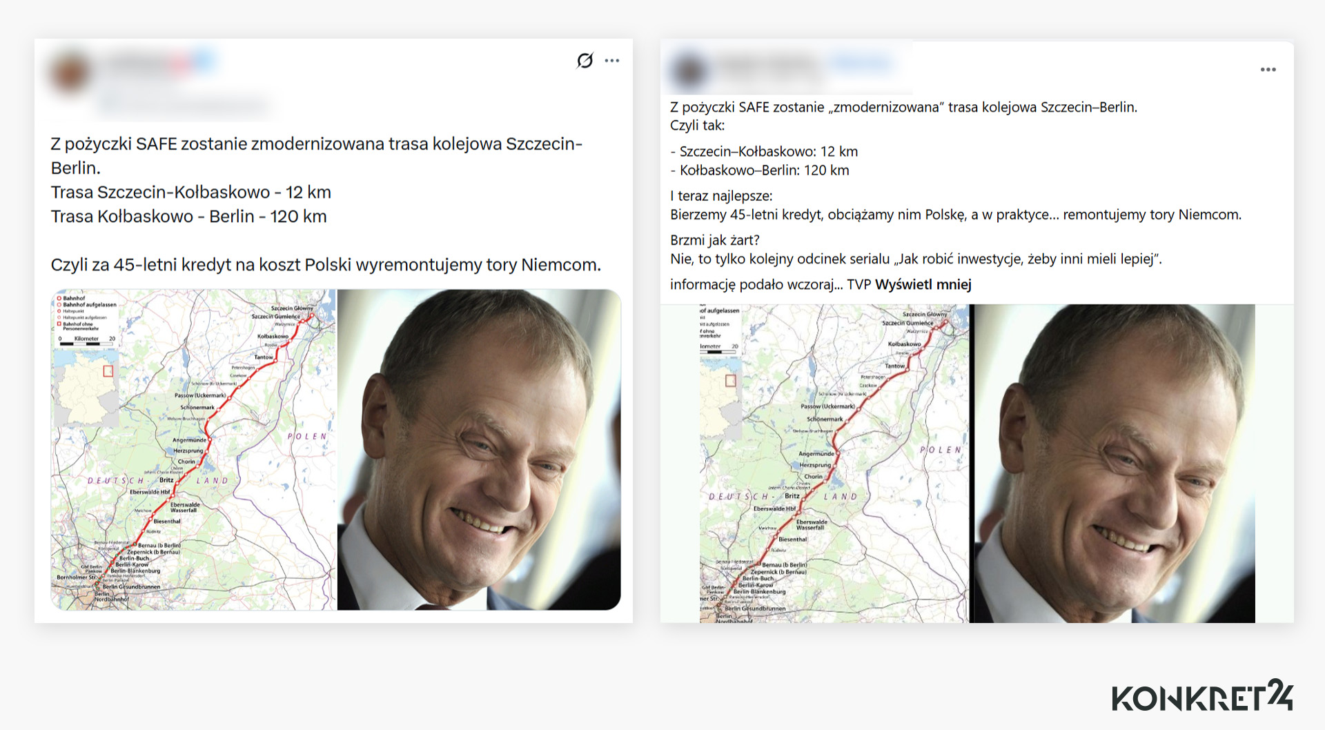 Autorzy wpisów błędnie informowali, że za unijną pożyczkę Polacy będą remontować tory Niemcom