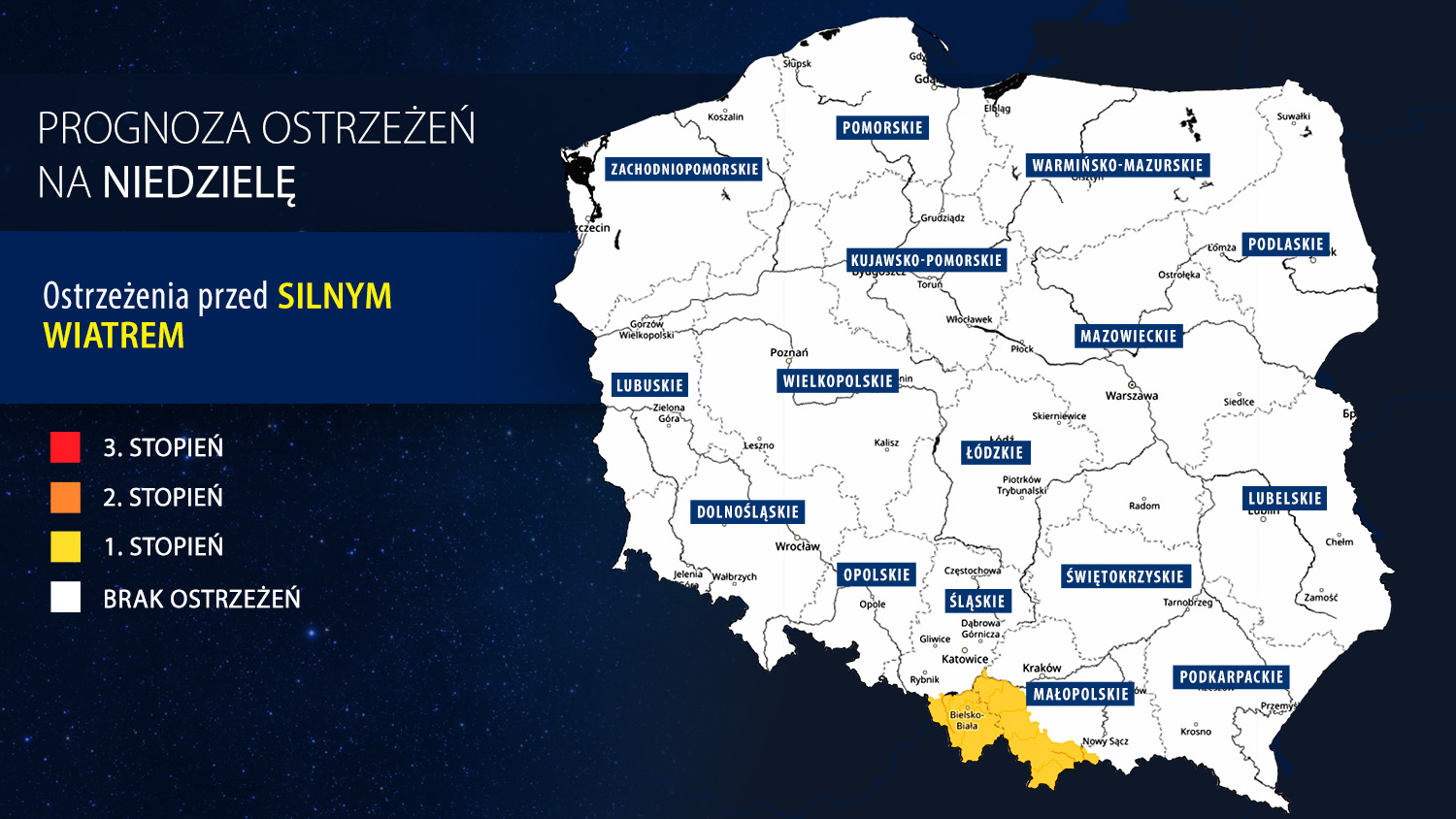 Prognoza zagrożeń meteorologicznych na niedzielę