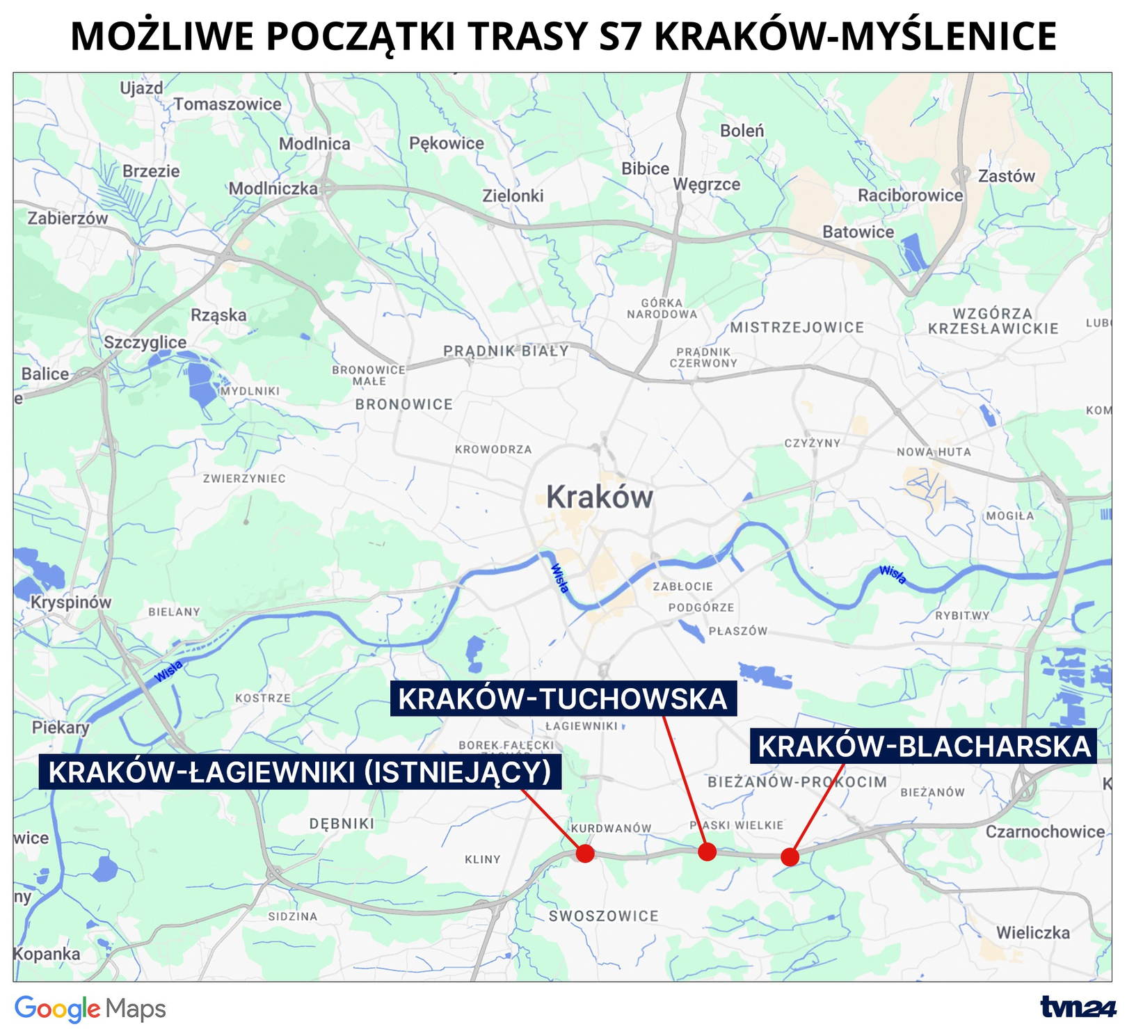 Tu może zaczynać się ekspresówka z Krakowa do Myślenic