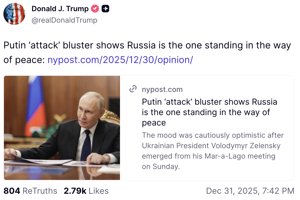 Aktualnie czytasz: "Śmieszne" dowody Władimira Putina i wymowny wpis Donalda Trumpa