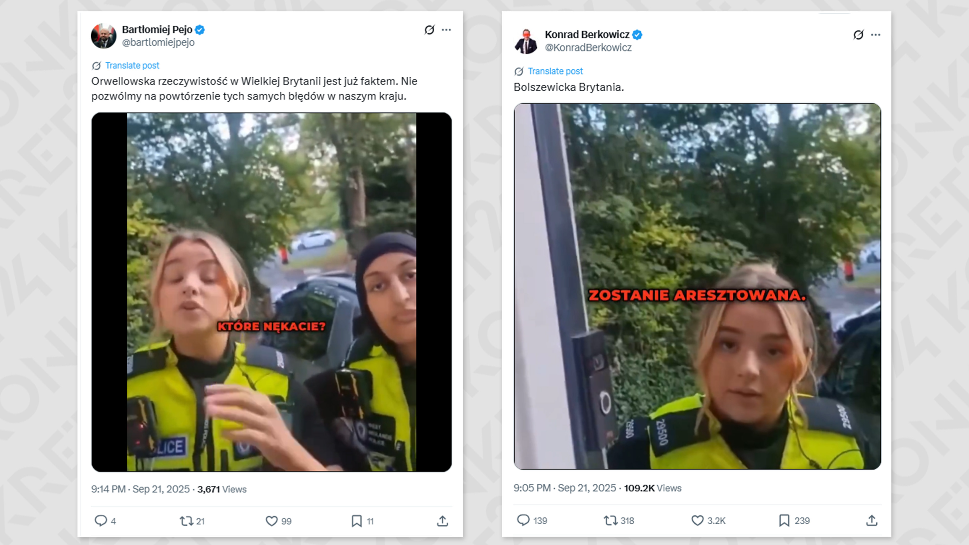 Nagranie z brytyjskimi policjantkami rozpowszechniali politycy Konfederacji
