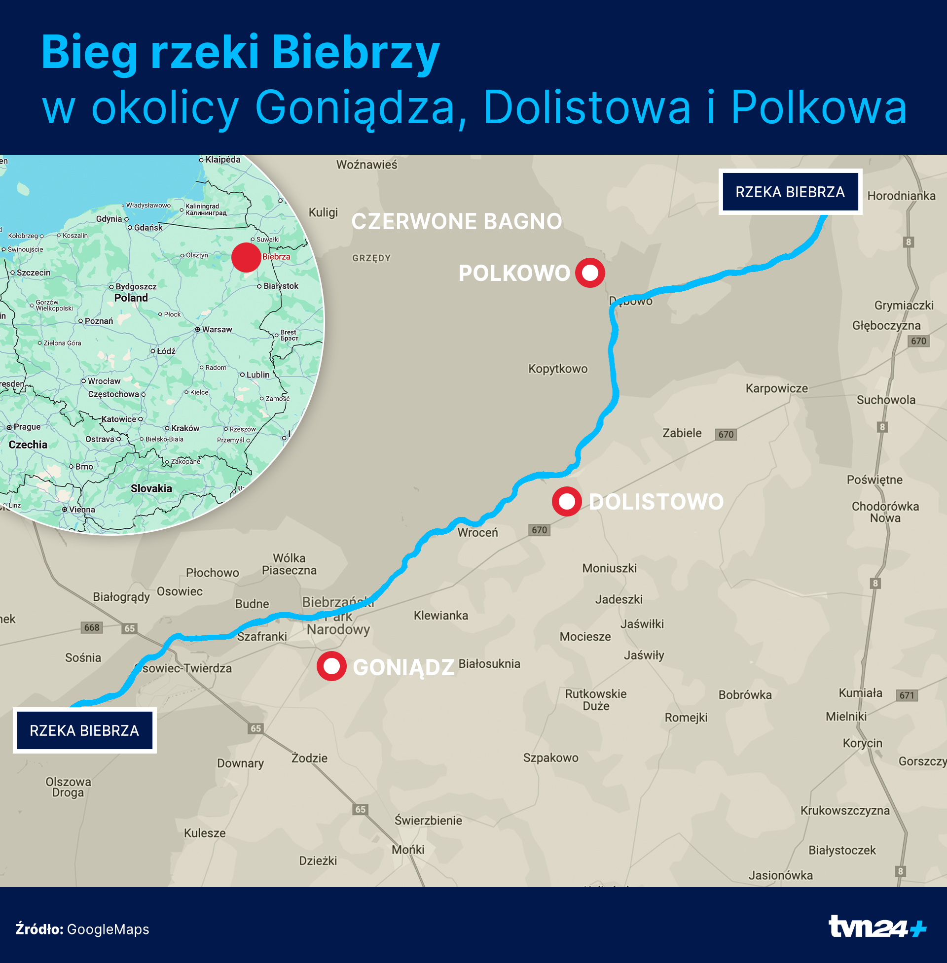 Bieg rzeki Biebrzy w okolicy Goniądza, Czerwone Bagno