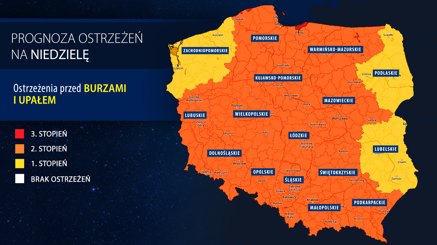 Prognoza zagrożeń na niedzielę