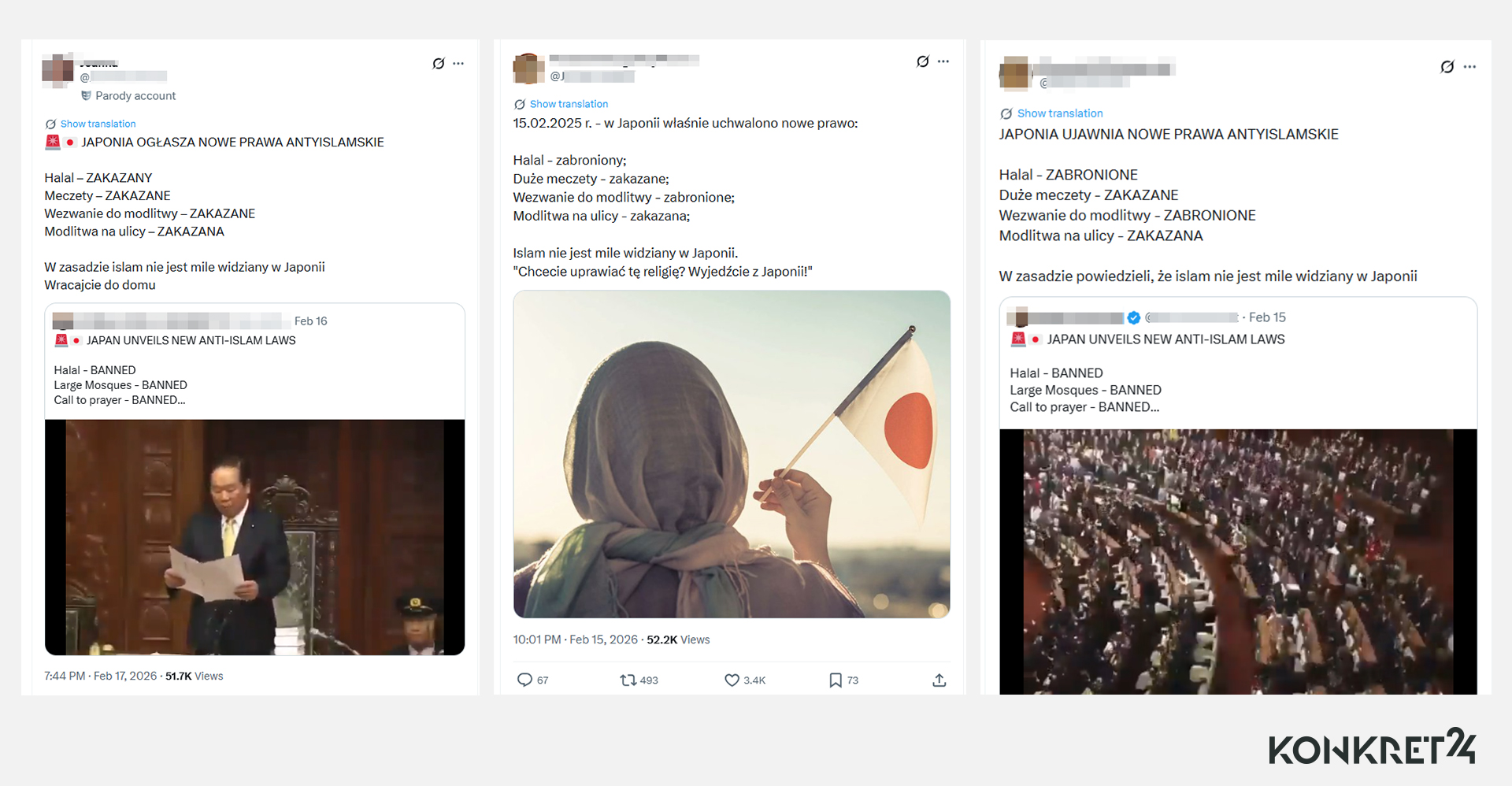 Wpisy o rzekomych antyislamskich zakazach w Japonii generowały dziesiątki tysięcy wyświetleń