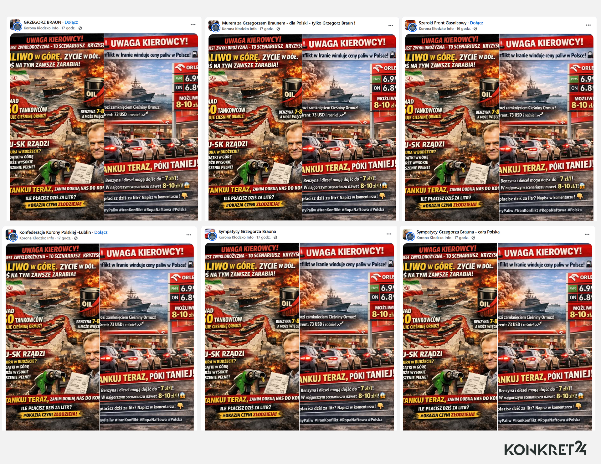 Grafiki zalały profile grup zrzeszających zwolenników Grzegorza Brauna i jego partii