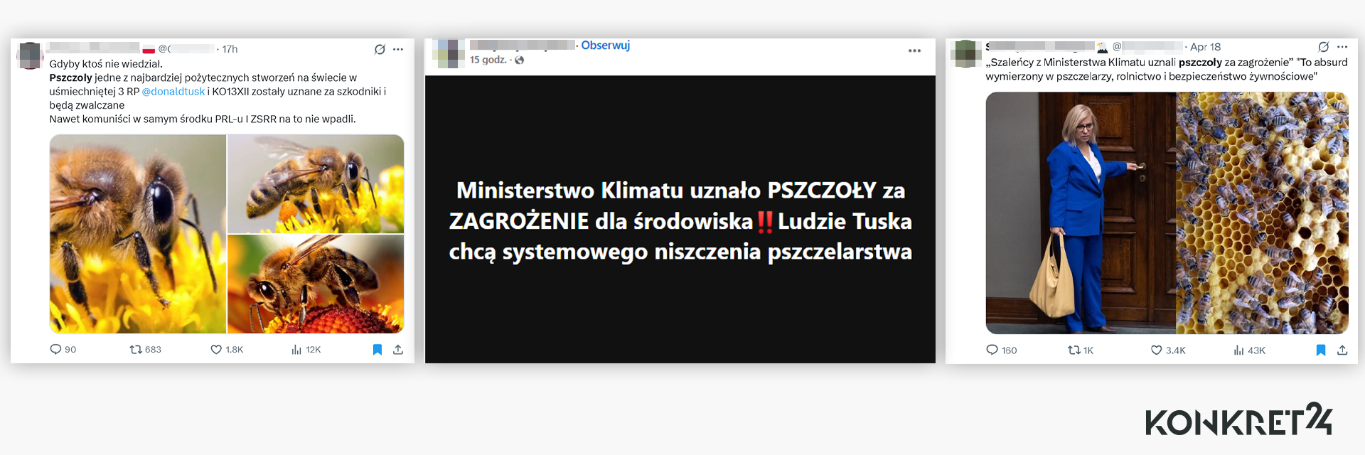 Internauci powielali twierdzenie o uznaniu przez rząd pszczół za "zagrożenie dla środowiska"