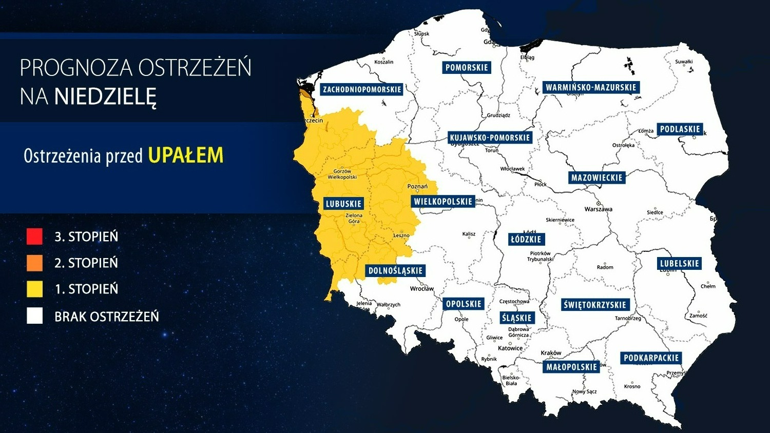 Prognoza zagrożeń meteorologicznych na niedzielę