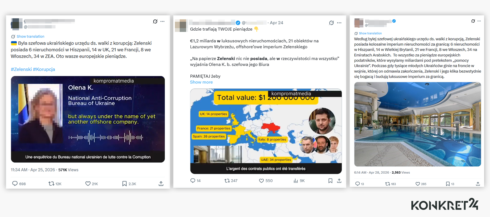 Internauci przekonują, że była szefowa urzędu ds. walki z korupcją Ukrainy ujawniła informacje o majątku Zełenskiego