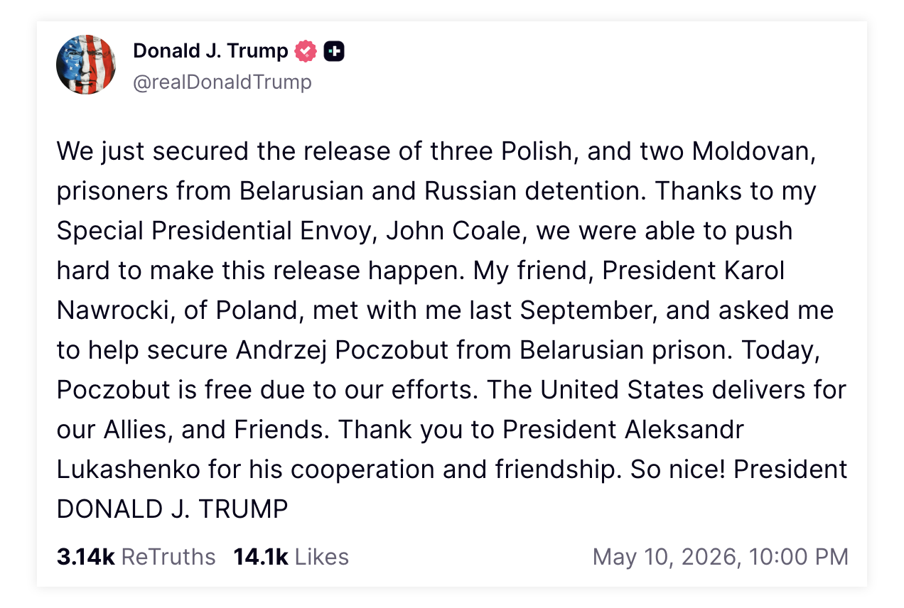 Wpis Donalda Trumpa na TruthSocial