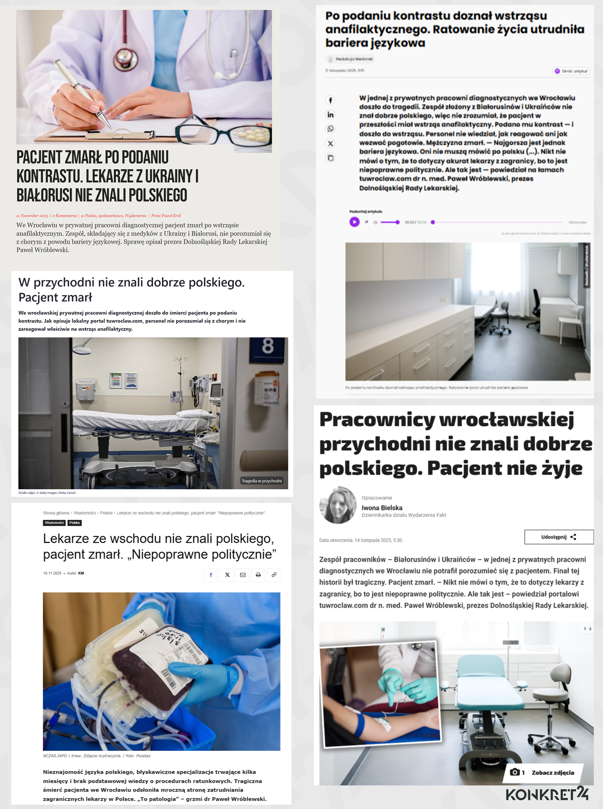 Artykuły o zmarłym pacjencie z Wrocławia