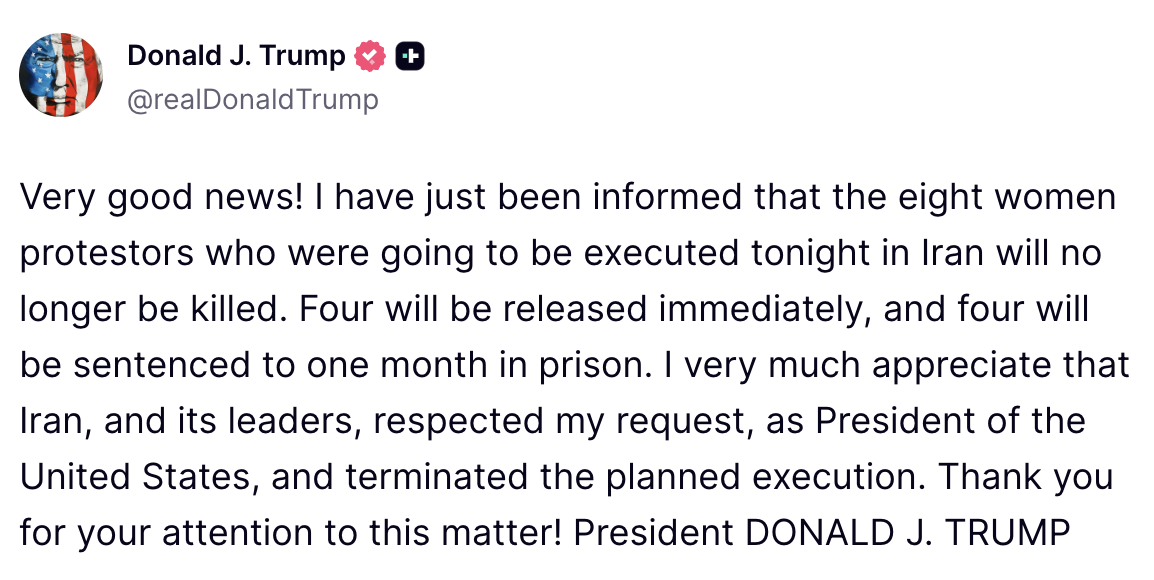 Post Donalda Trumpa na Truth Social