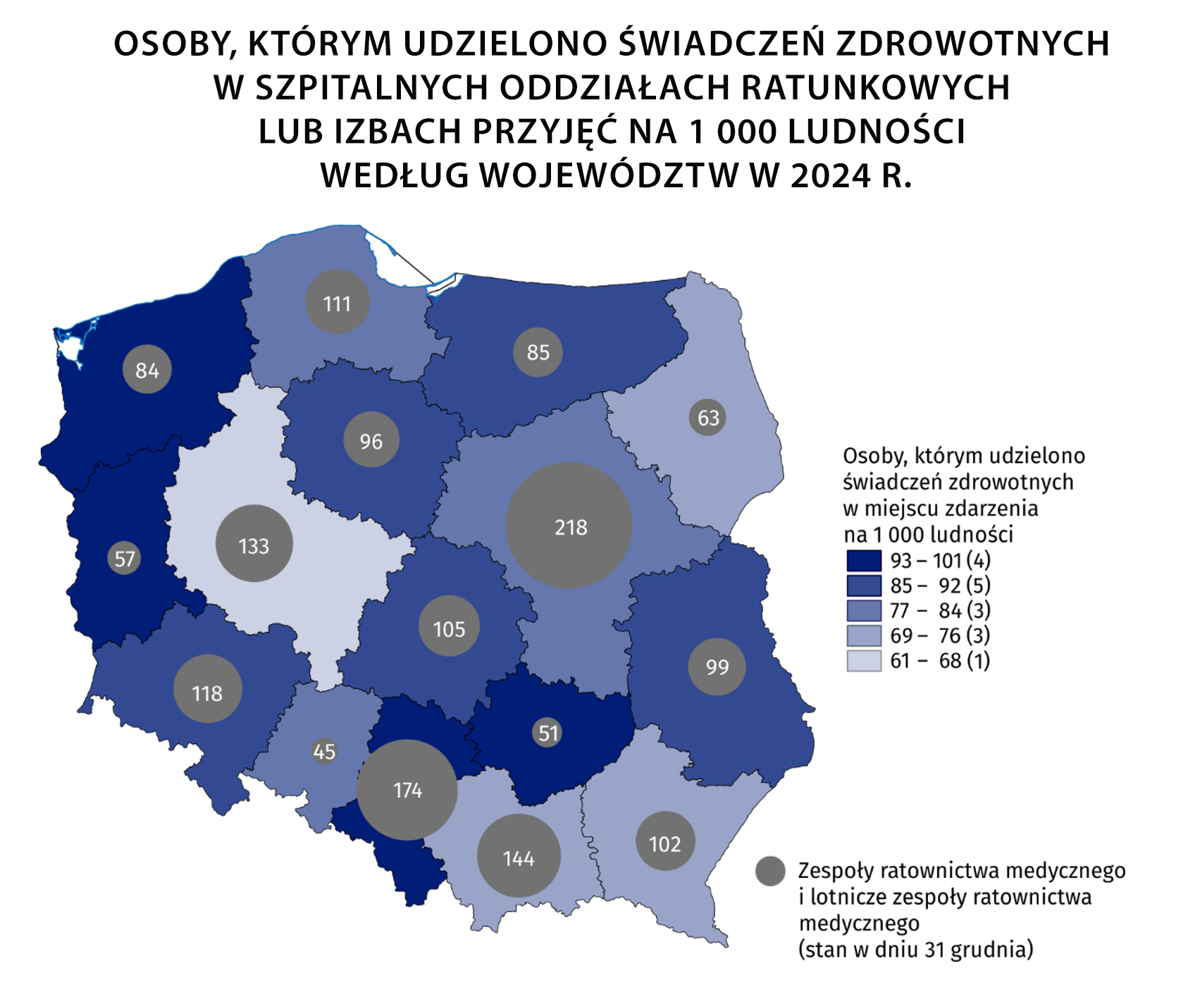 Raport GUS - Pomoc doraźna i ratownictwo medyczne w 2024 r.